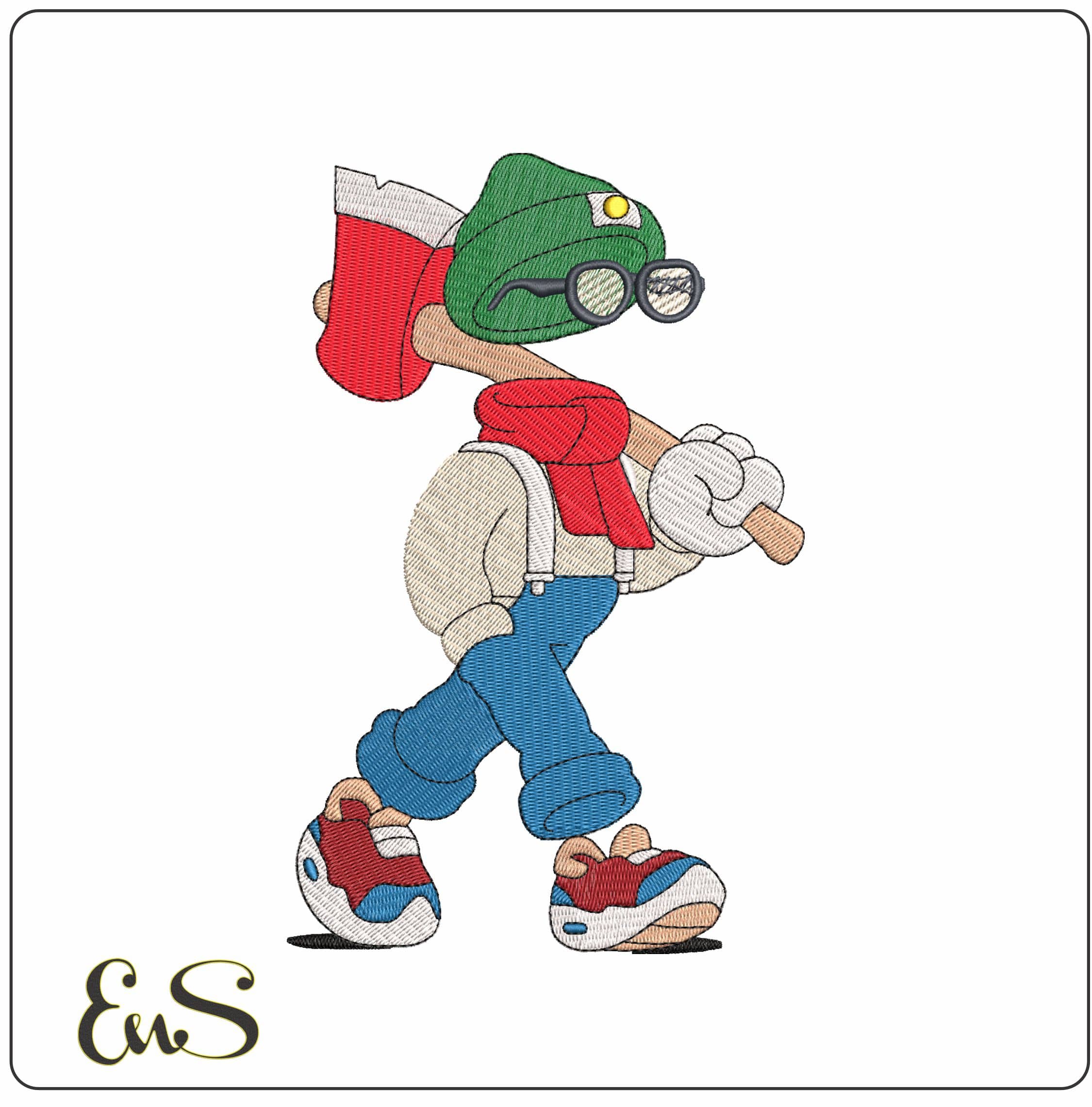 Invisible Friends Wood Chopper - Elegant embroidery design file - instant download