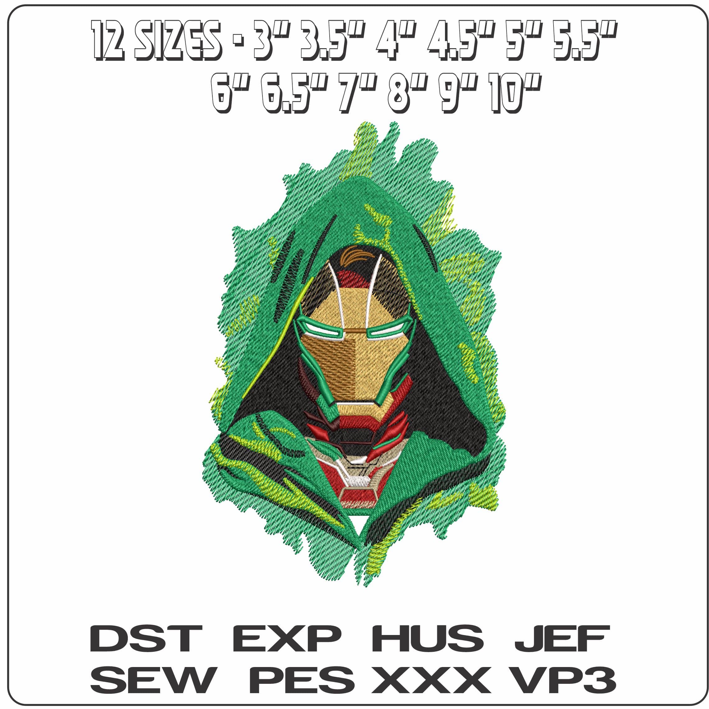 Iron man as Doctor Doom Marvel Comics - Elegant embroidery design file - instant download — view 2
