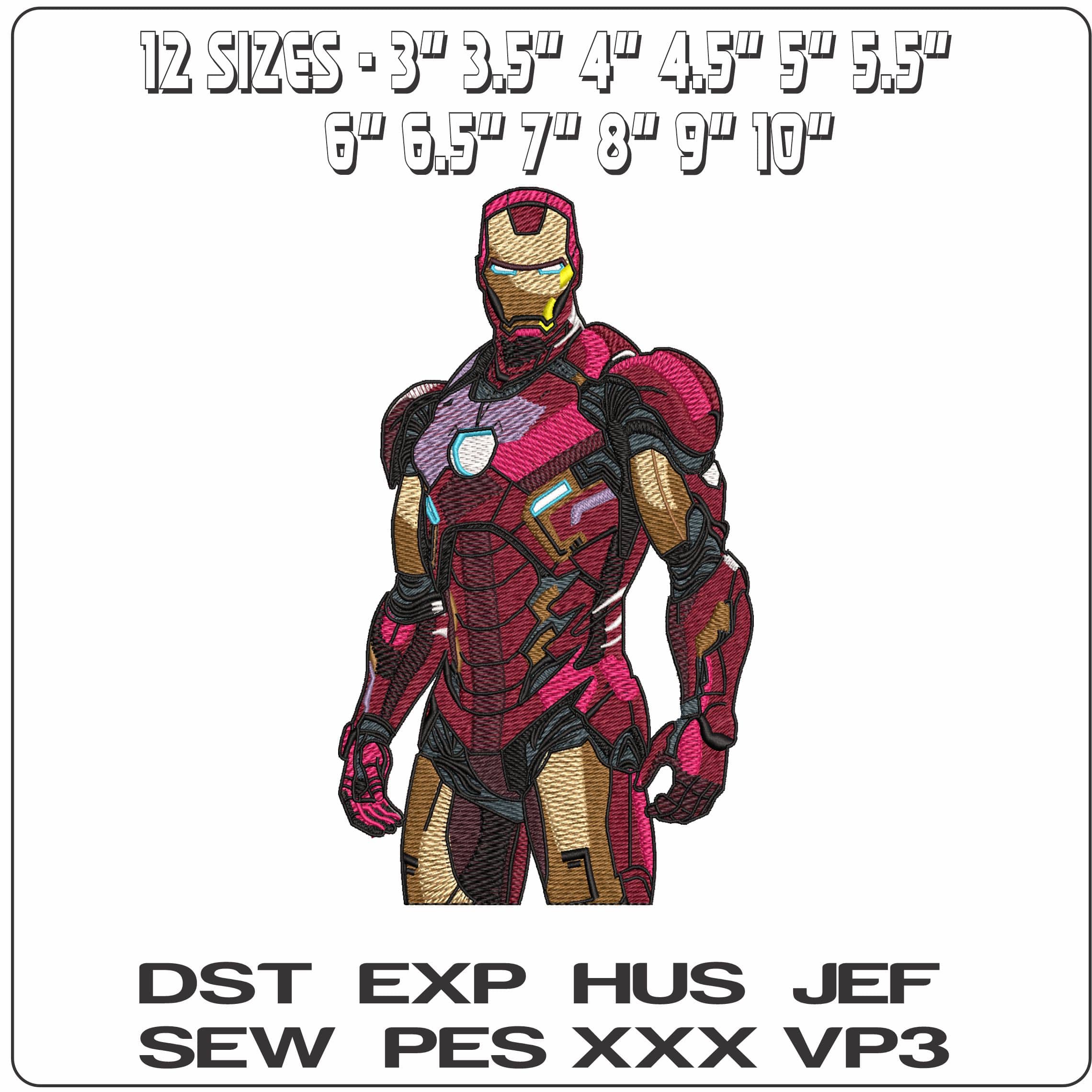 Ironman Side on Marel Comics - Elegant embroidery design file - instant download — view 2