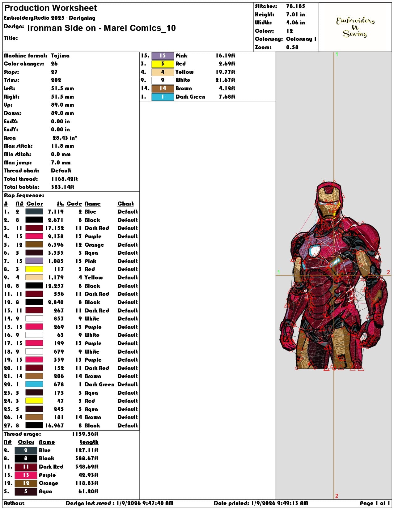 Ironman Side on Marel Comics - Elegant embroidery design file - instant download — view 3