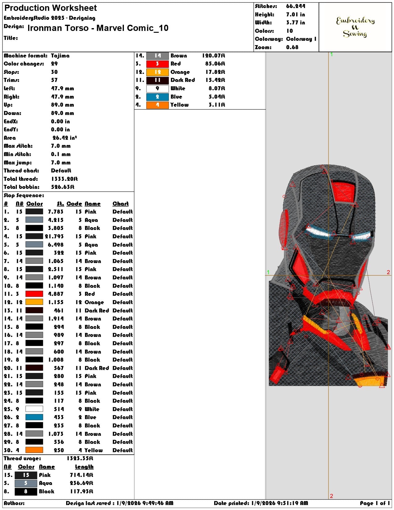 Ironman Torso Marvel Comic - Elegant embroidery design file - instant download — view 3