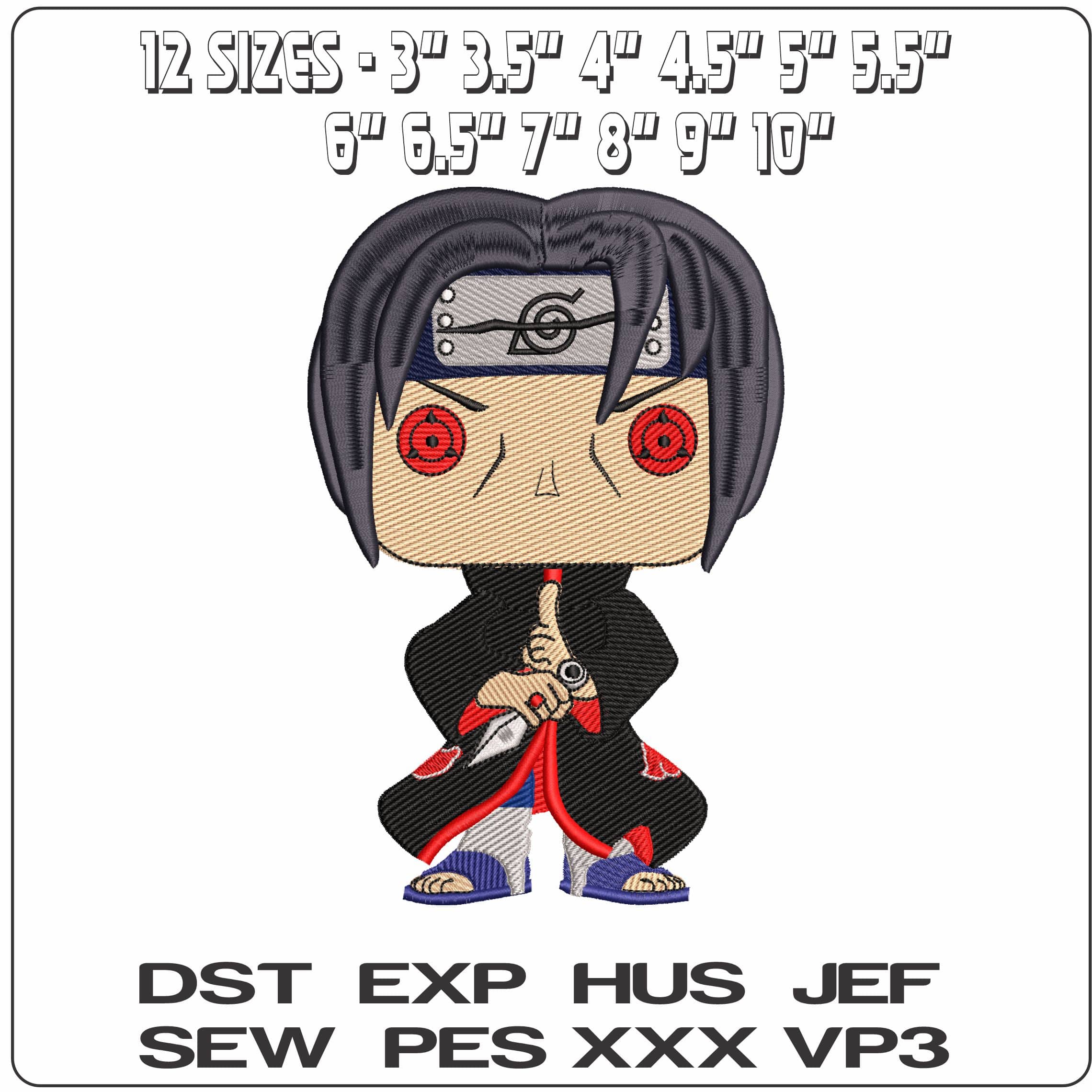 Itachi Uchiha Funko Pop Naruto Anime - Elegant embroidery design file - instant download — view 2