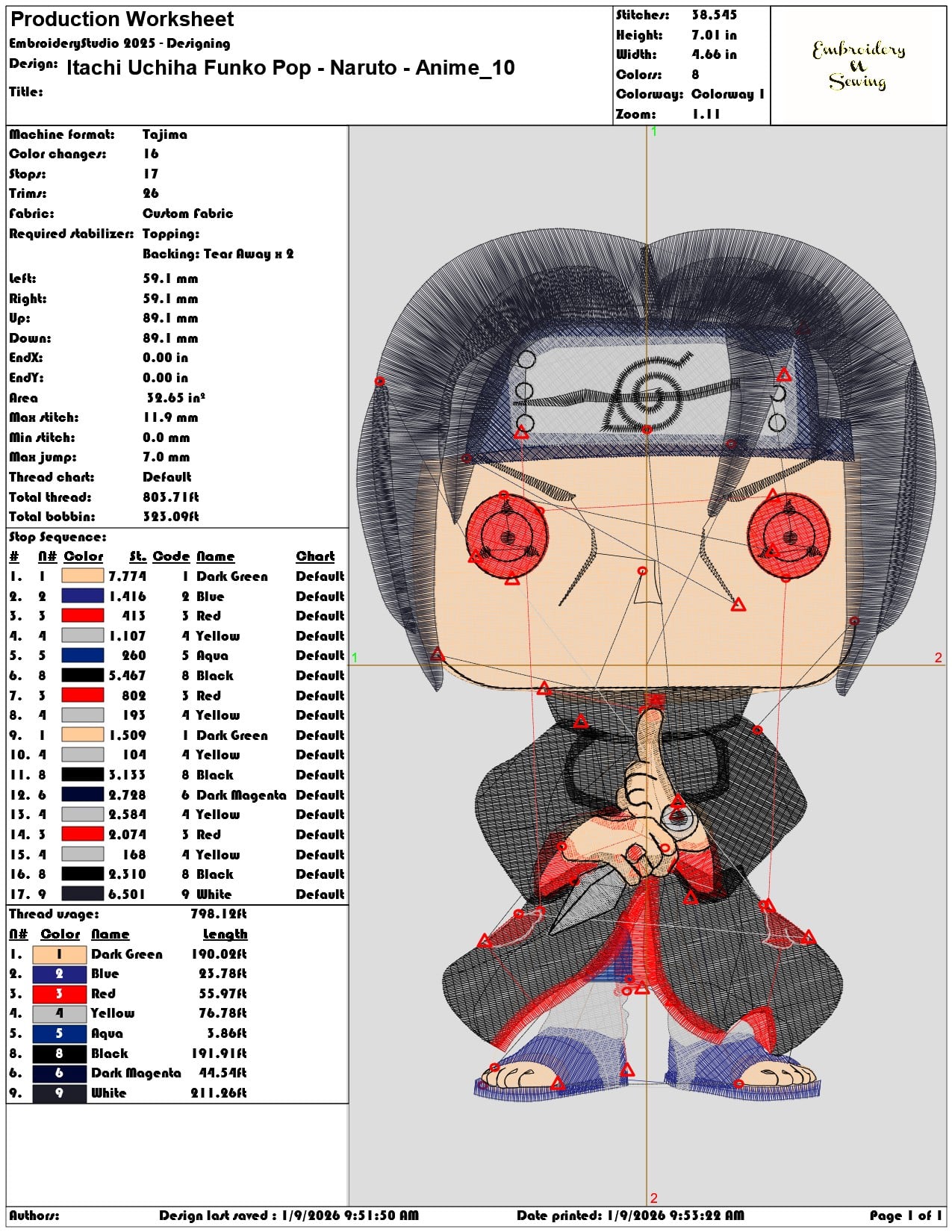 Itachi Uchiha Funko Pop Naruto Anime - Elegant embroidery design file - instant download — view 3