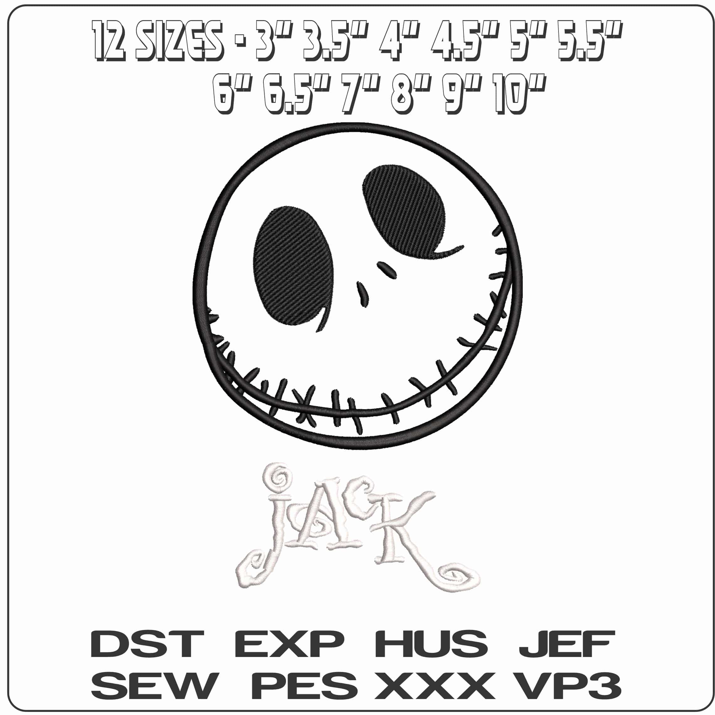 Jack Face Halloween - Elegant embroidery design file - instant download — view 2