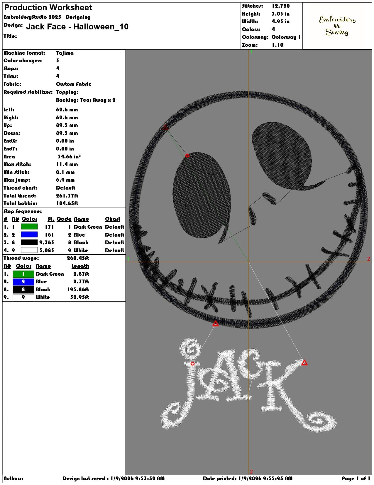 Jack Face Halloween - Elegant embroidery design file - instant download — view 3