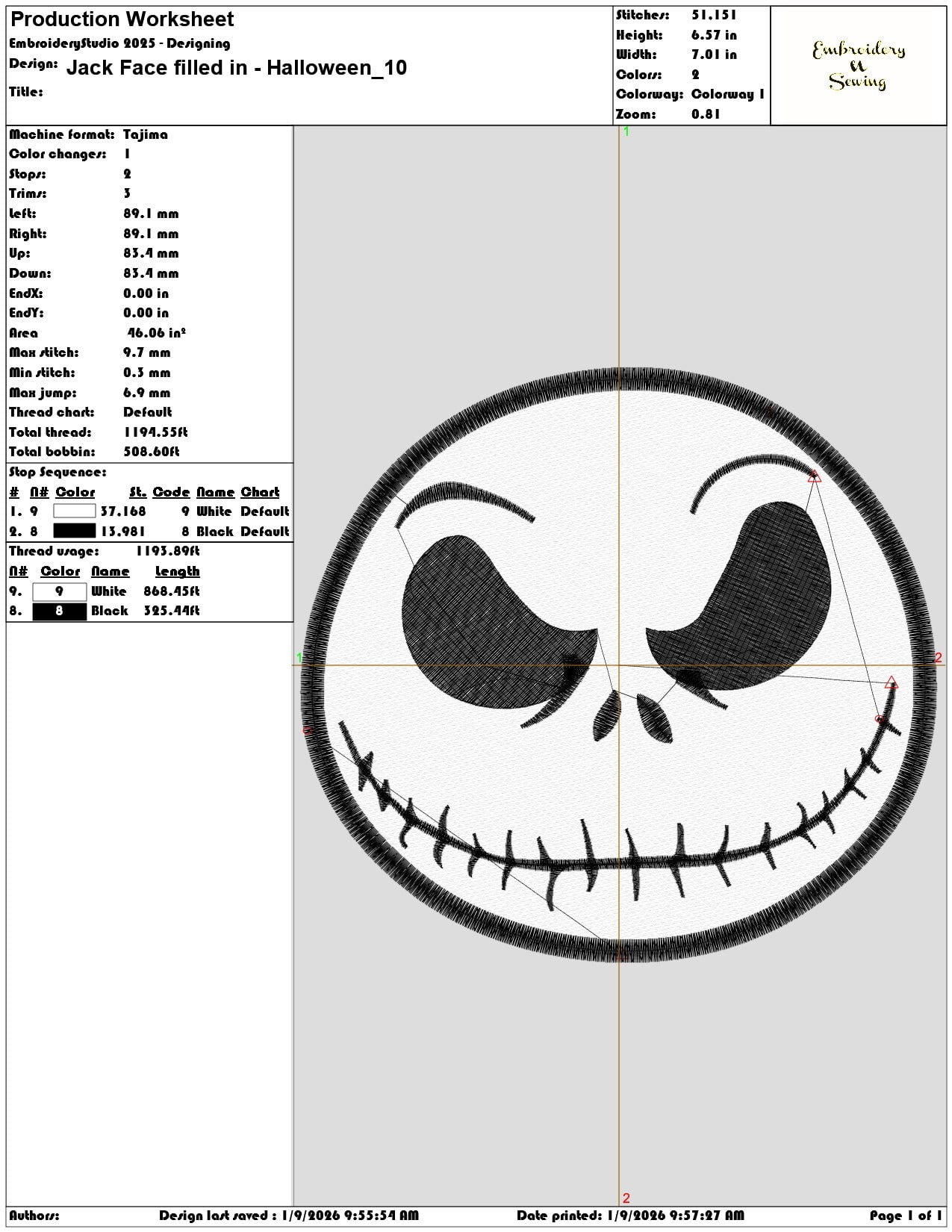 Jack Face filled in Halloween - Elegant embroidery design file - instant download — view 3