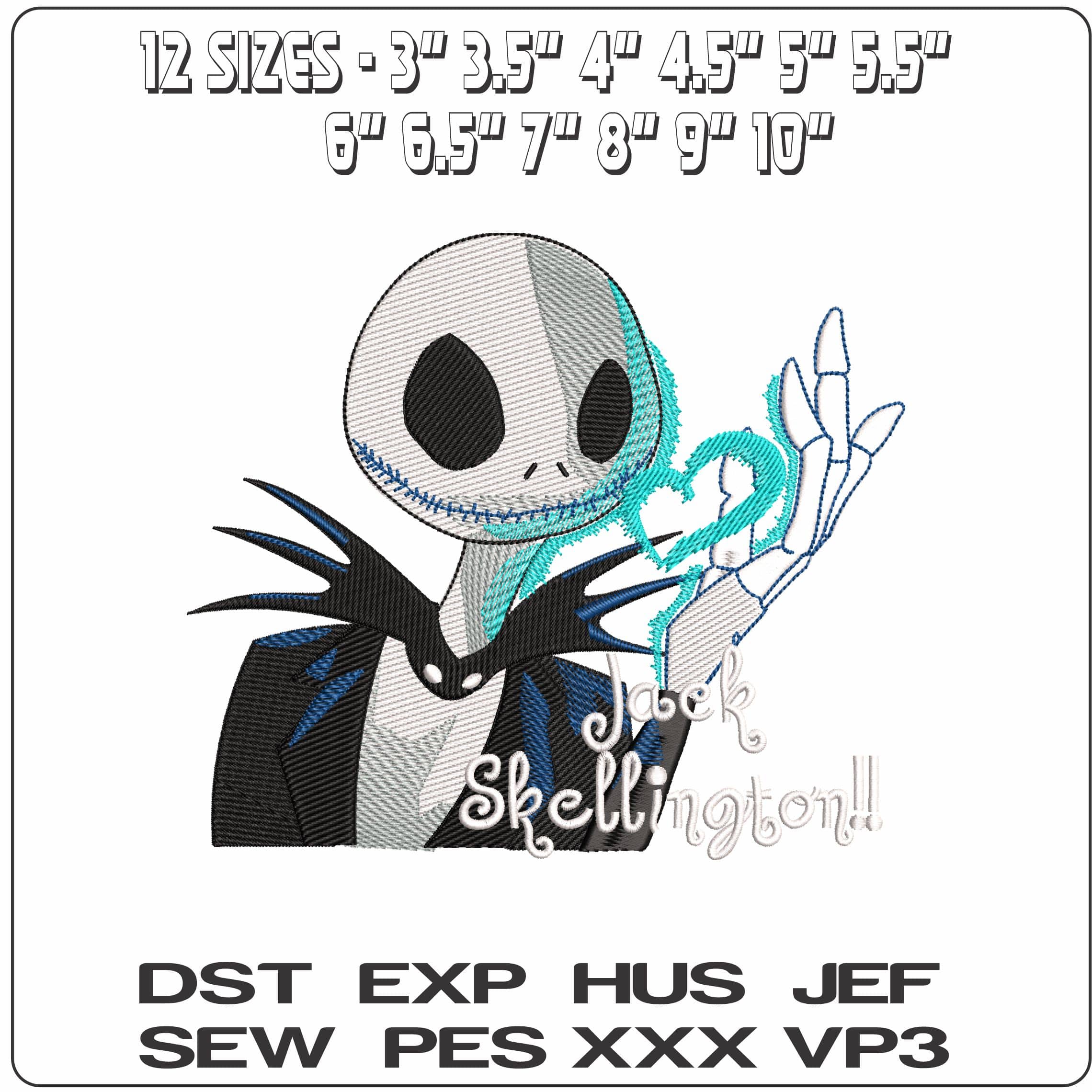 Jack Skellington torso and name - Elegant embroidery design file - instant download — view 2