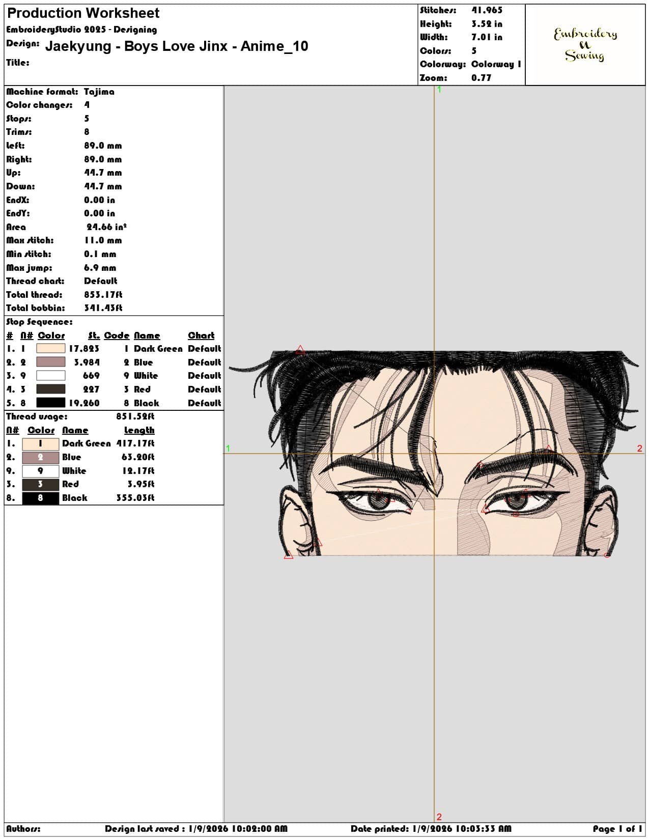 Jaekyung Boys Love Jinx Anime - Elegant embroidery design file - instant download — view 3