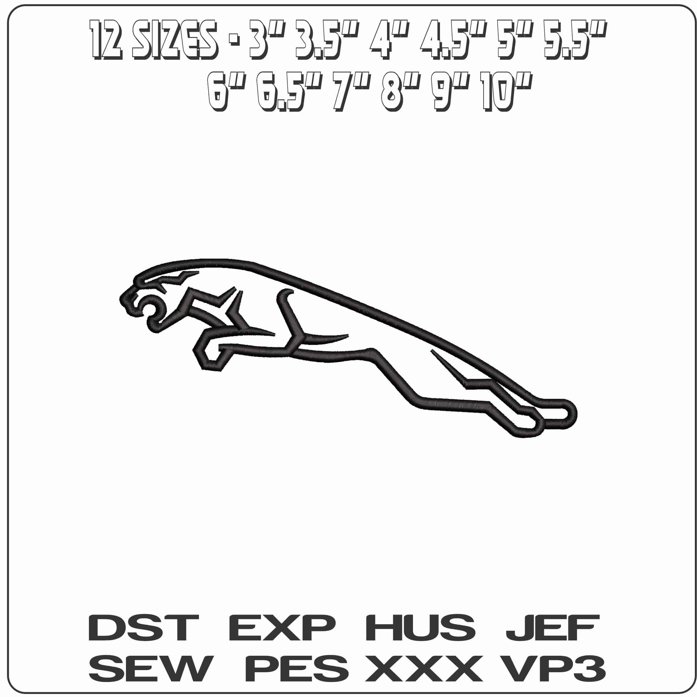 Jaguar - Elegant embroidery design file - instant download — view 2
