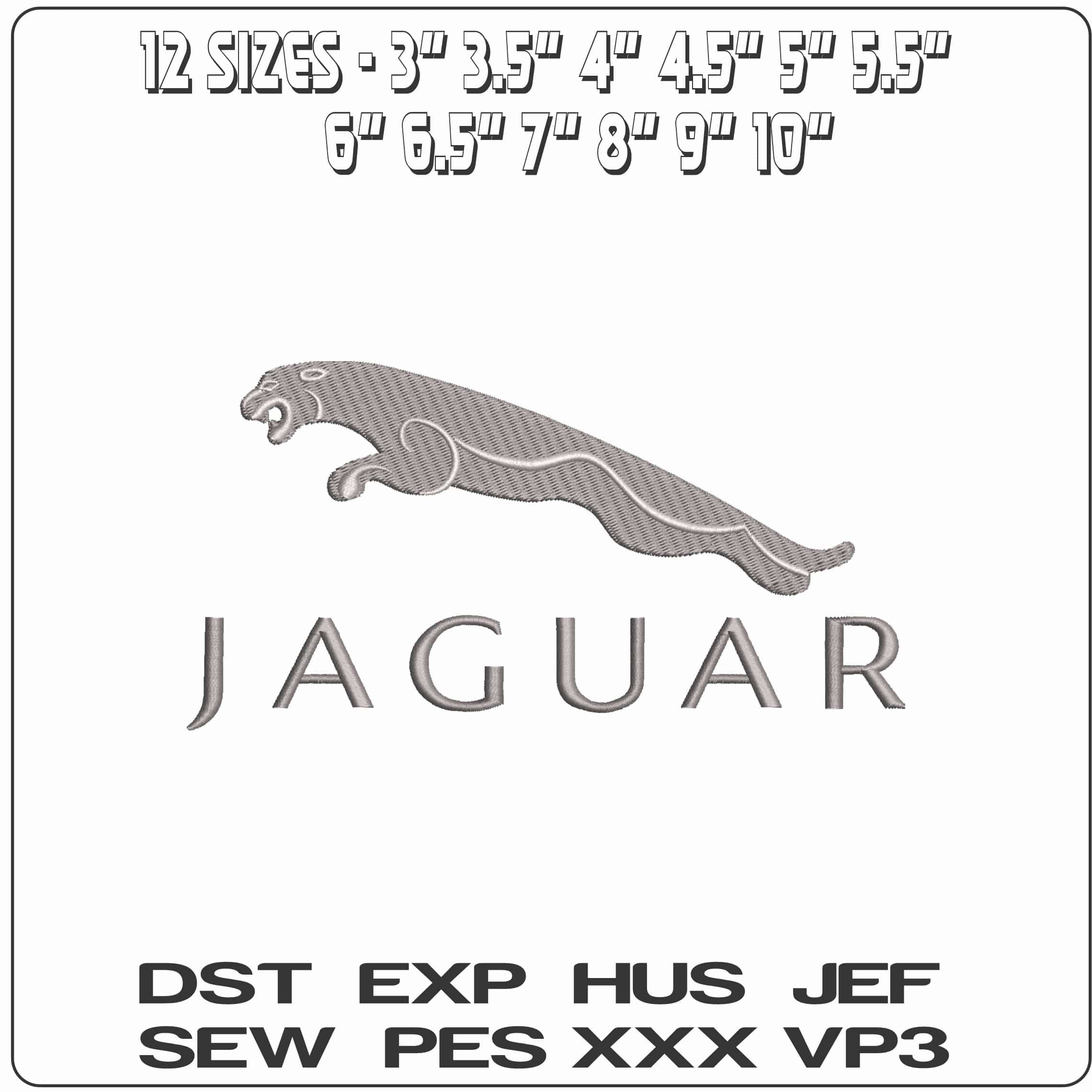 Jaguar Over Name - Elegant embroidery design file - instant download — view 2