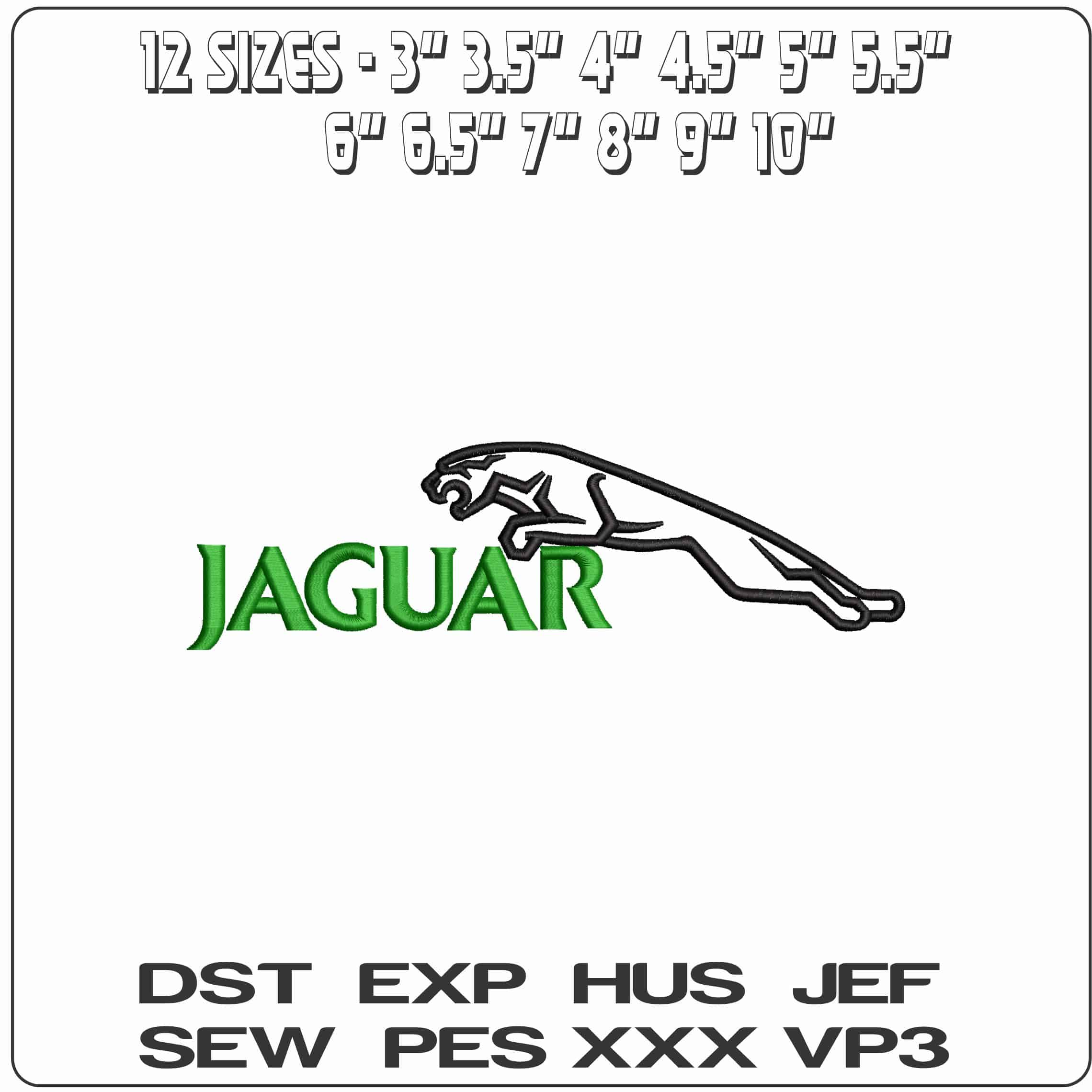 Jaguar with Name - Elegant embroidery design file - instant download — view 2