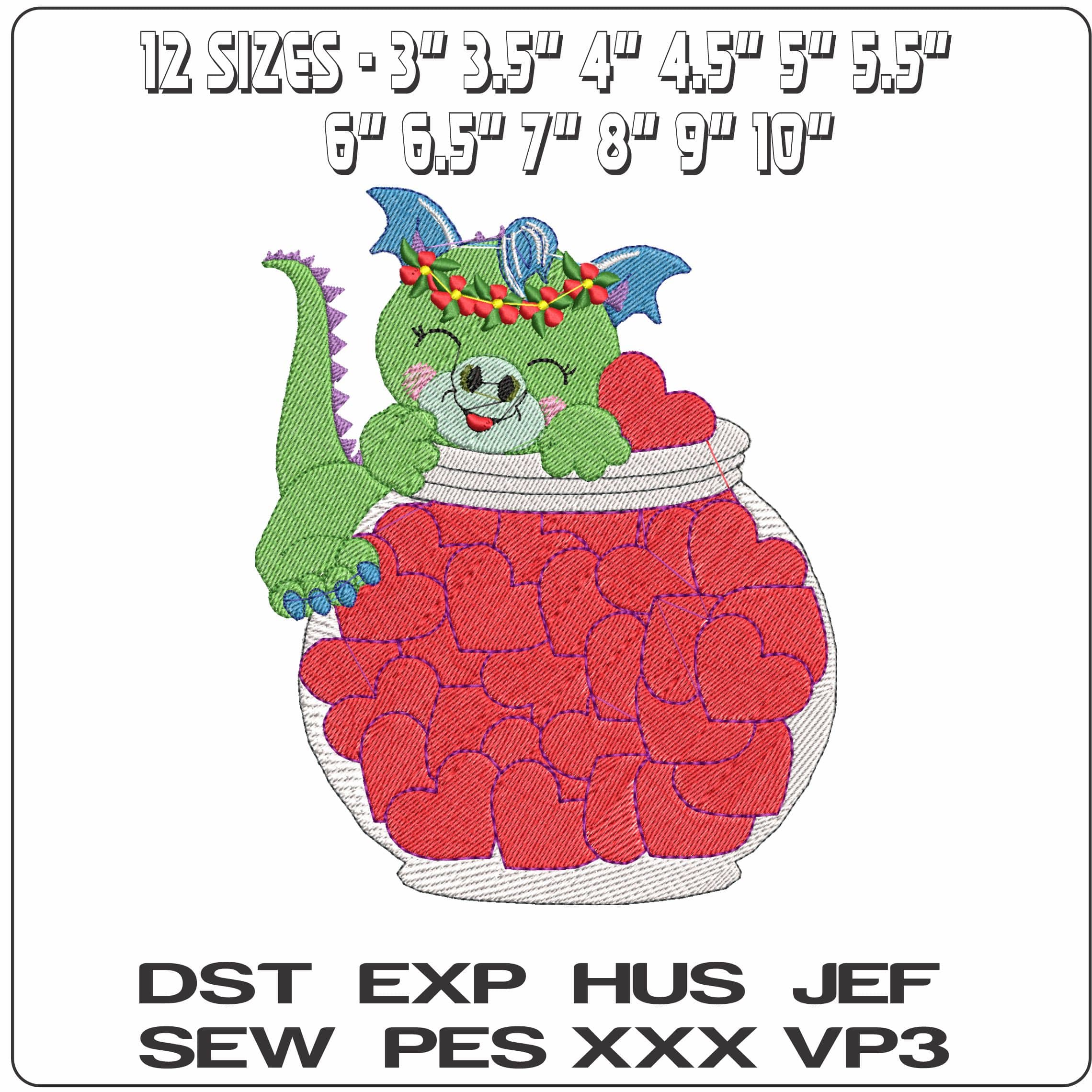 Jar Full Dino 2 - Elegant embroidery design file - instant download — view 2