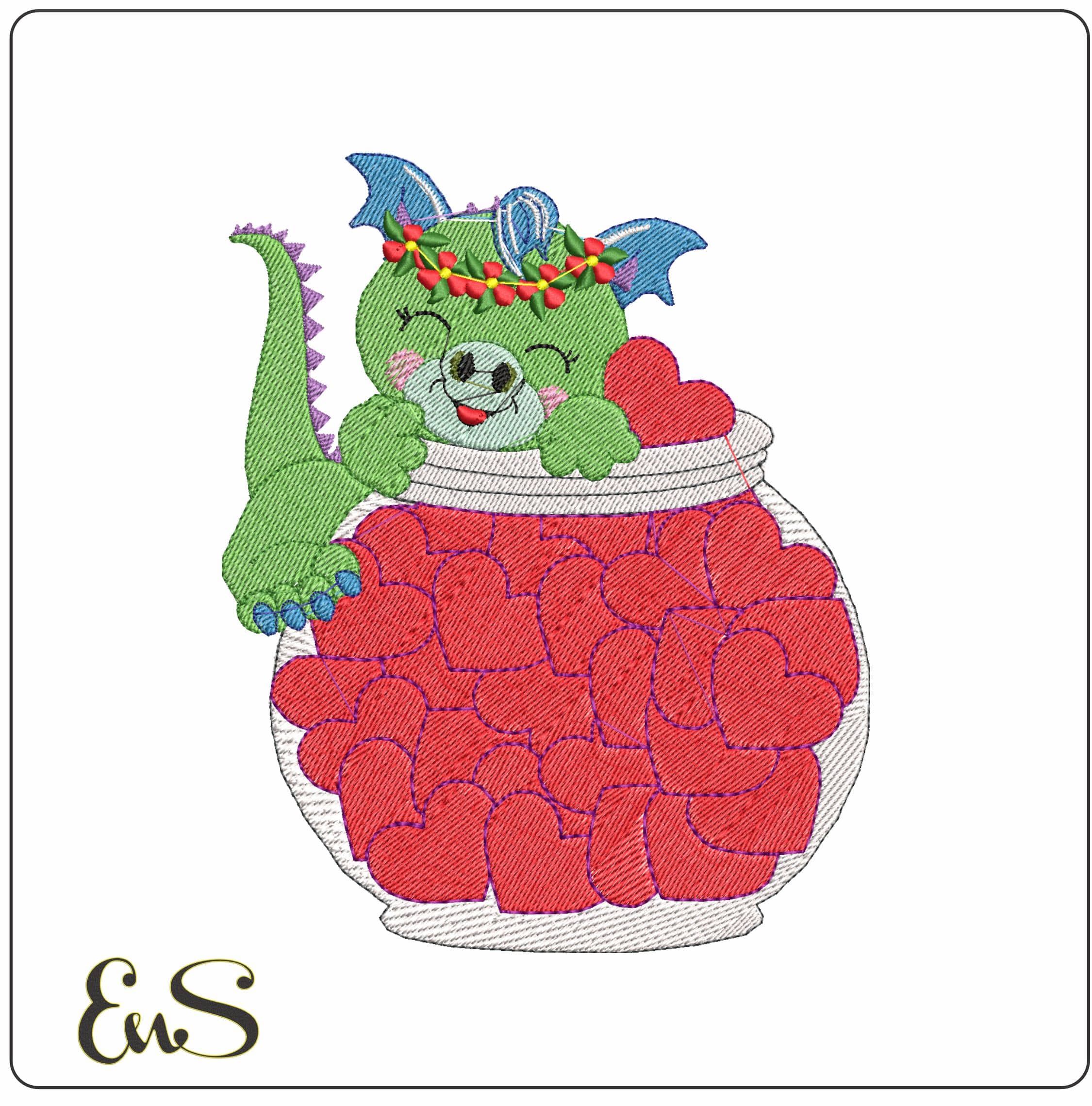 Jar Full Dino 2 - Elegant embroidery design file - instant download