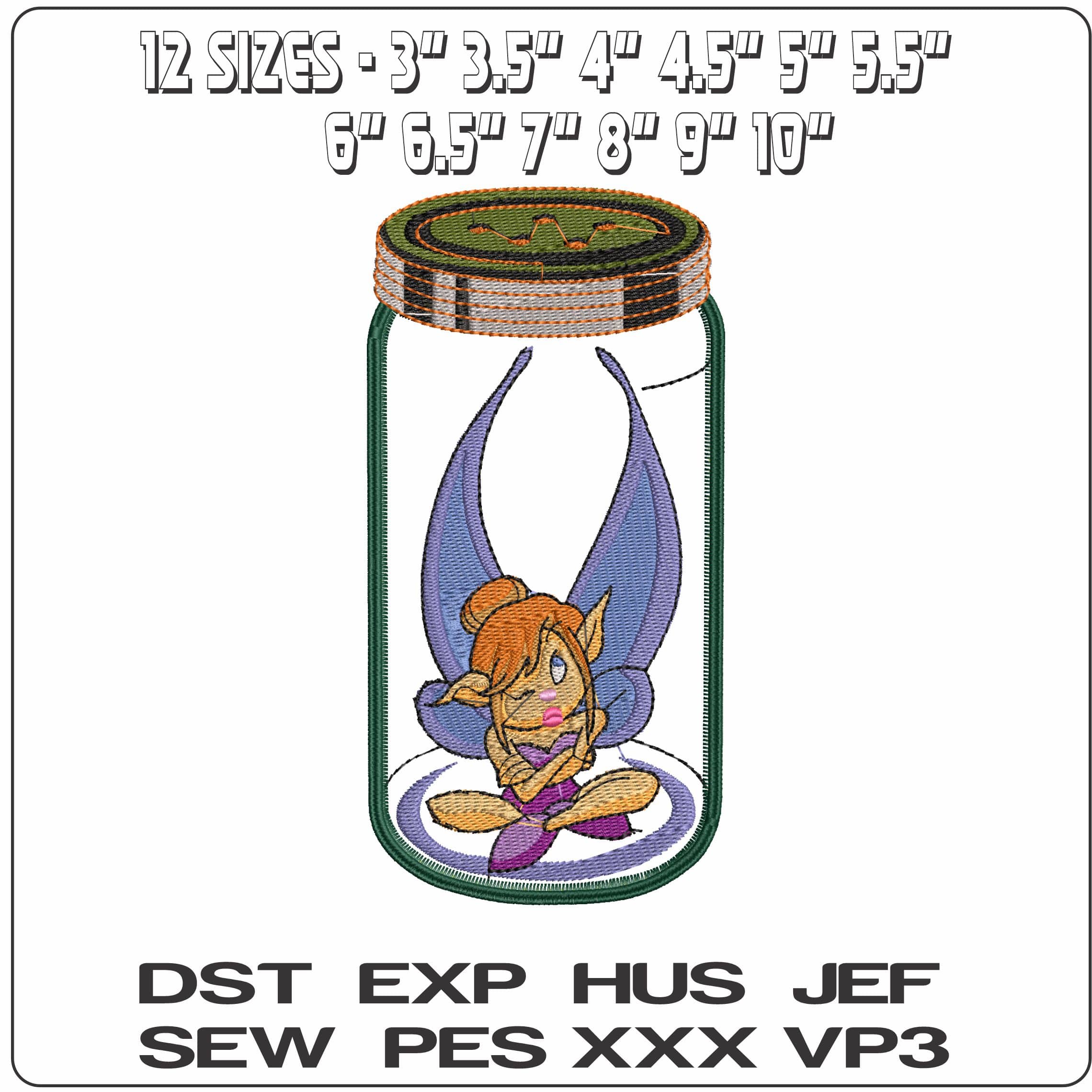 Jar Brooding Fairy - Elegant embroidery design file - instant download — view 2