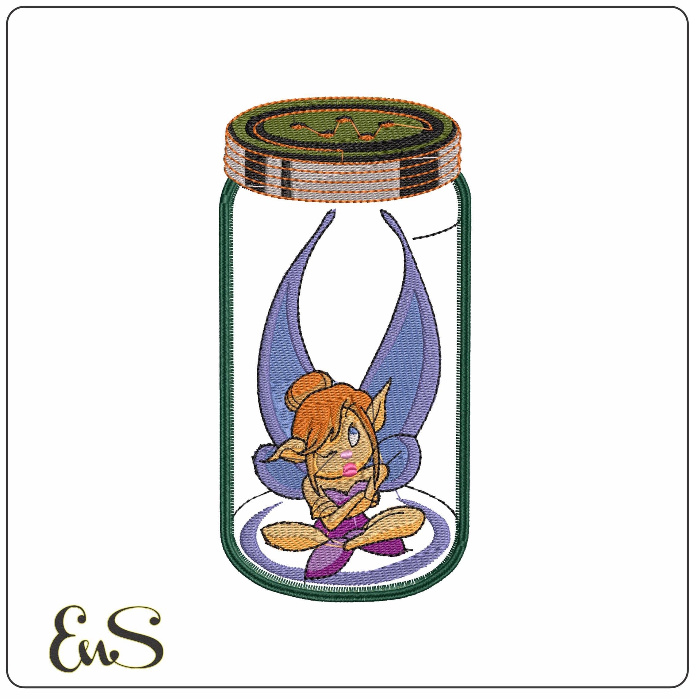 Jar Brooding Fairy - Elegant embroidery design file - instant download