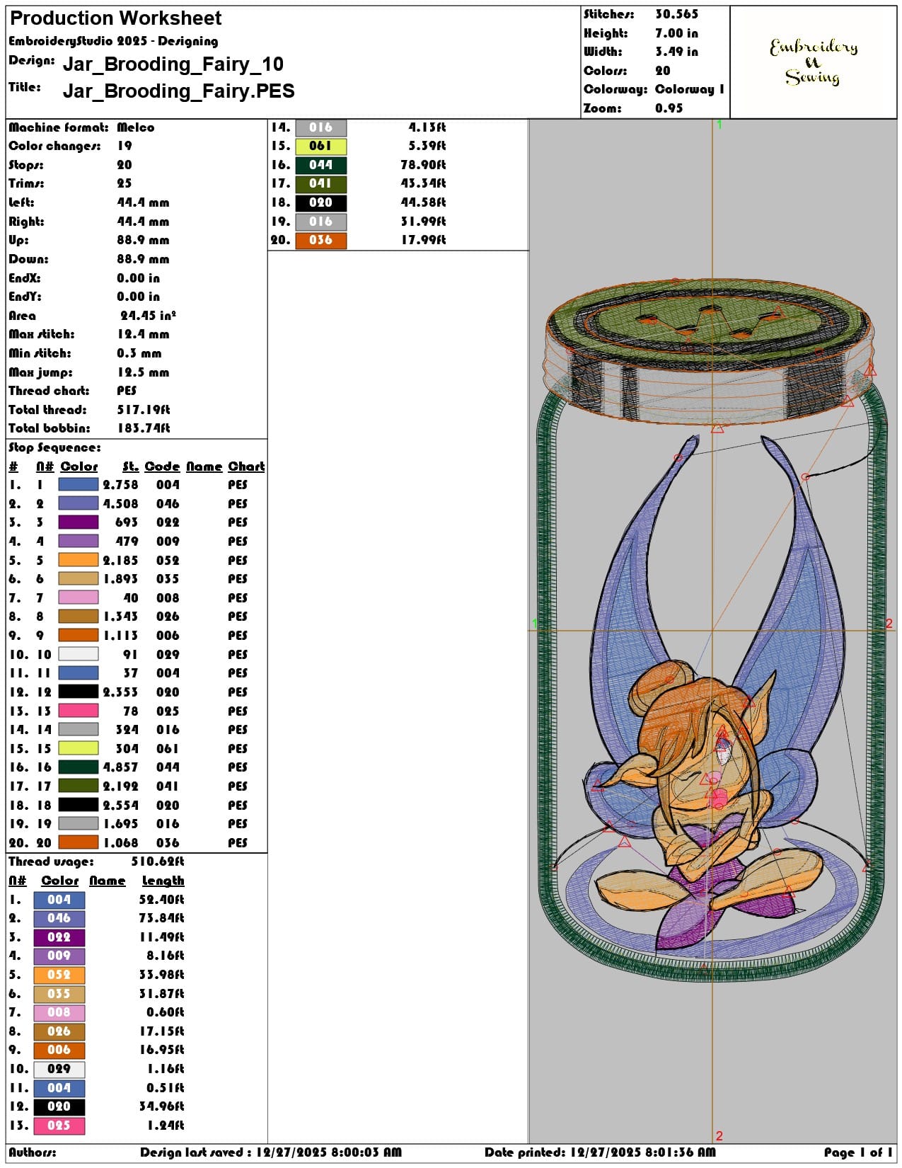Jar Brooding Fairy - Elegant embroidery design file - instant download — view 3