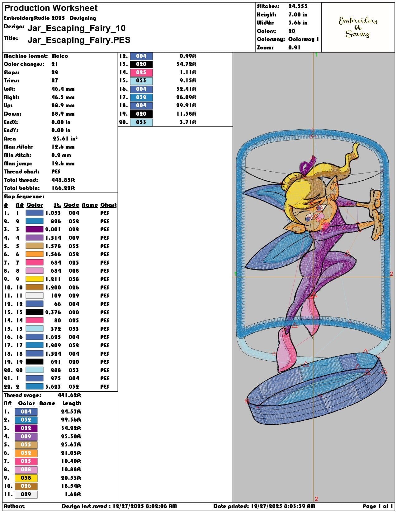 Jar Escaping Fairy - Elegant embroidery design file - instant download — view 3