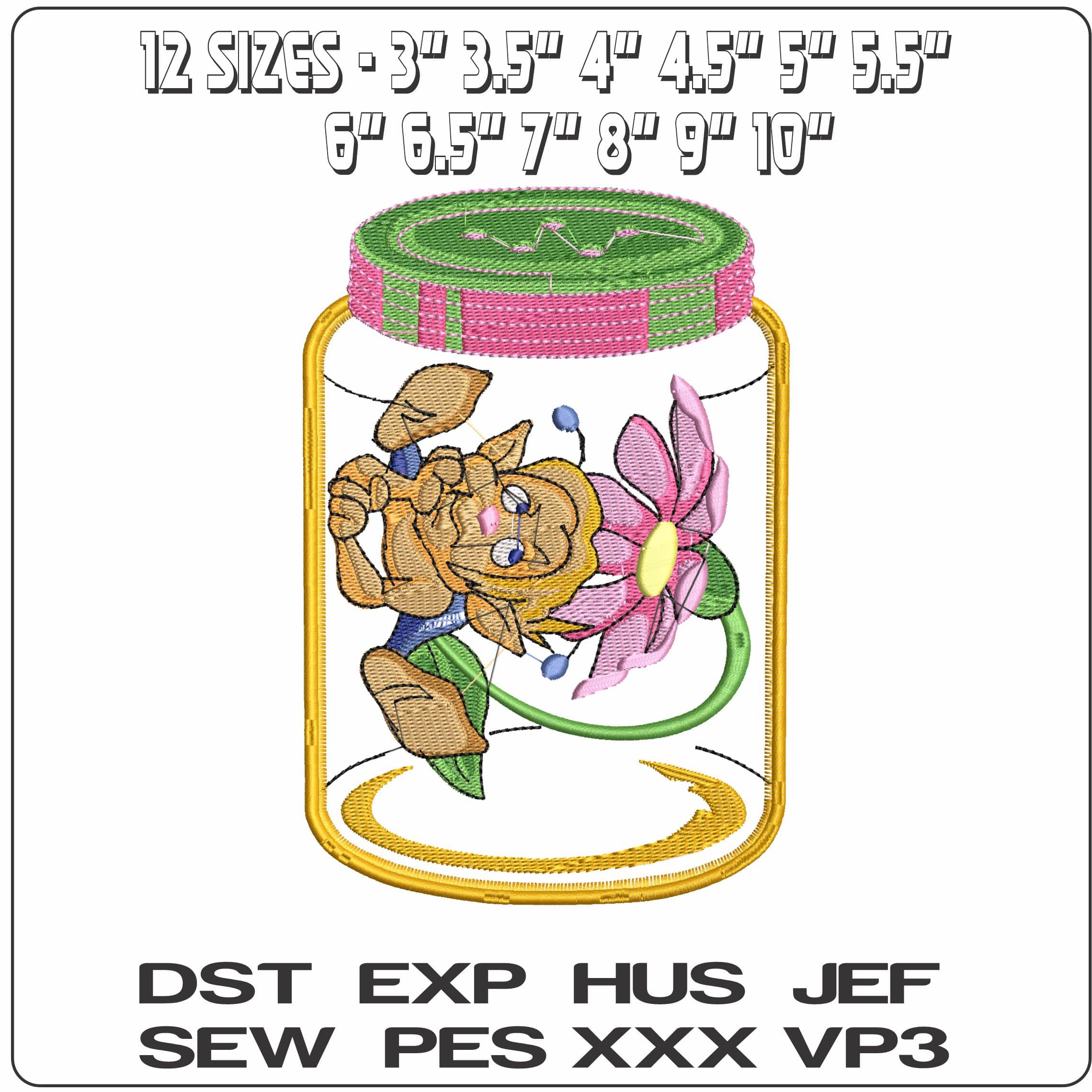 Jar Flower Elf - Elegant embroidery design file - instant download — view 2