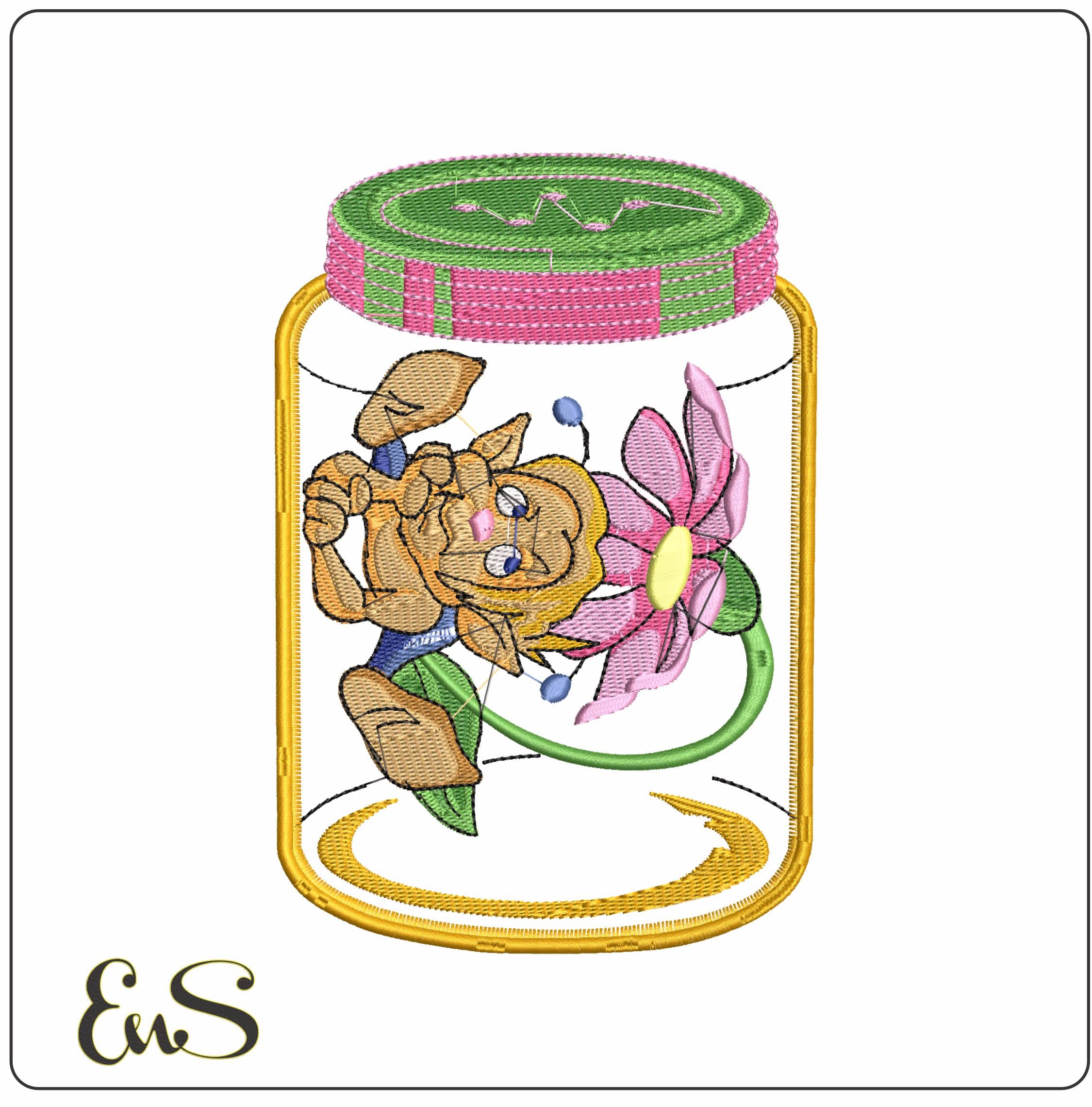 Jar Flower Elf - Elegant embroidery design file - instant download