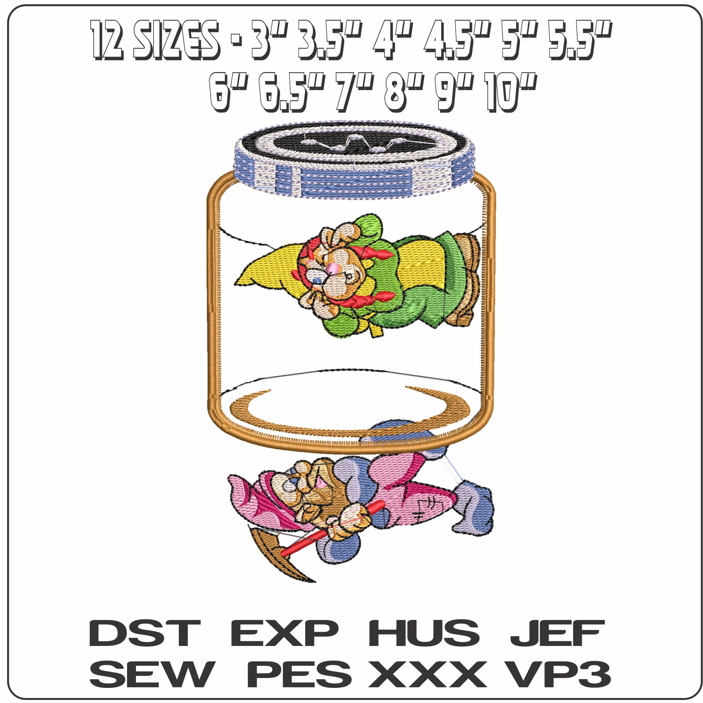 Jar Gnome Couple - Elegant embroidery design file - instant download — view 2