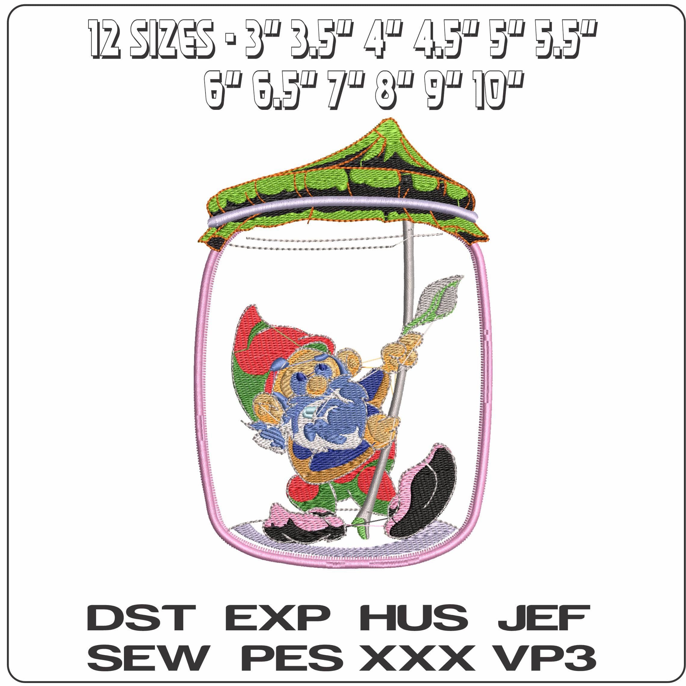 Jar Twig Gnome - Elegant embroidery design file - instant download — view 2