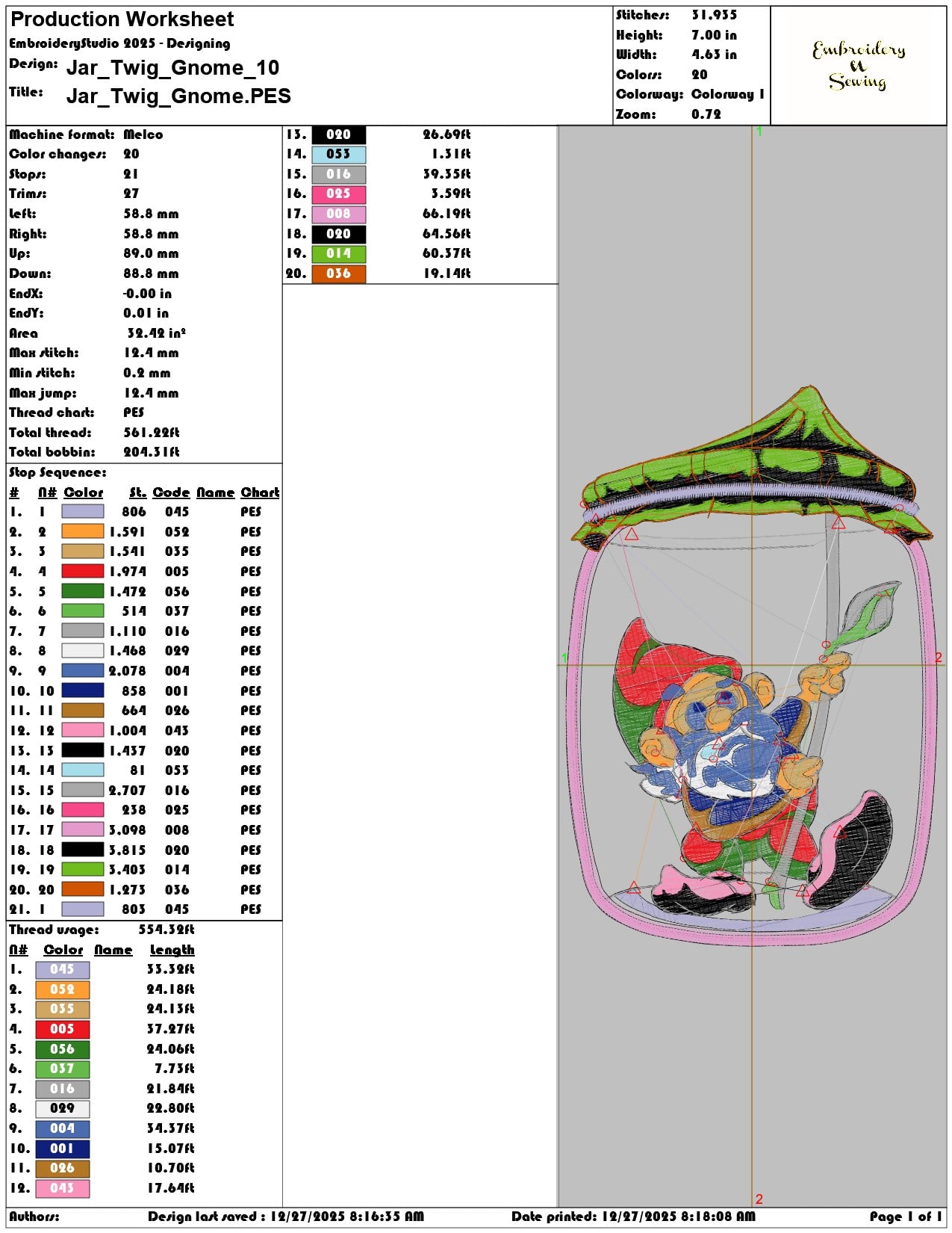 Jar Twig Gnome - Elegant embroidery design file - instant download — view 3