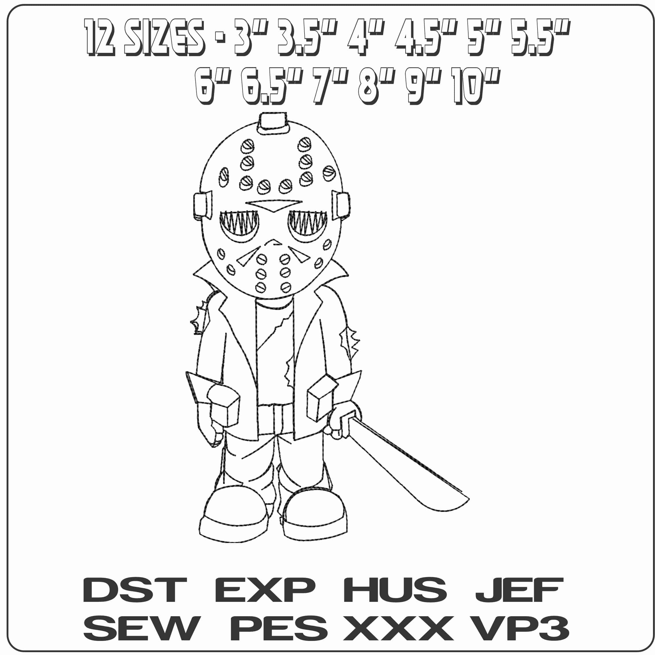 Jason Halloween Line Art - Elegant embroidery design file - instant download — view 2