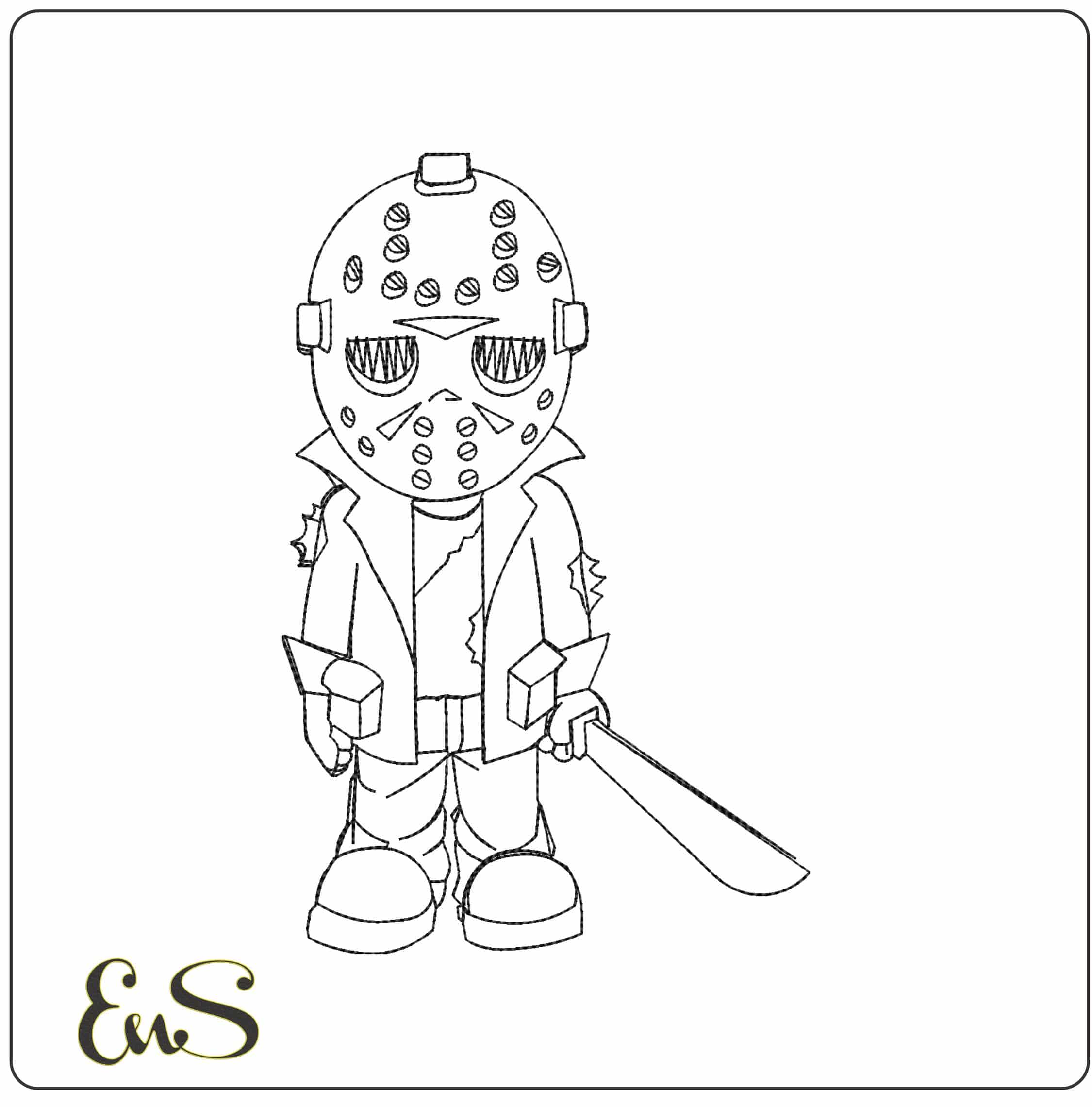 Jason Halloween Line Art - Elegant embroidery design file - instant download