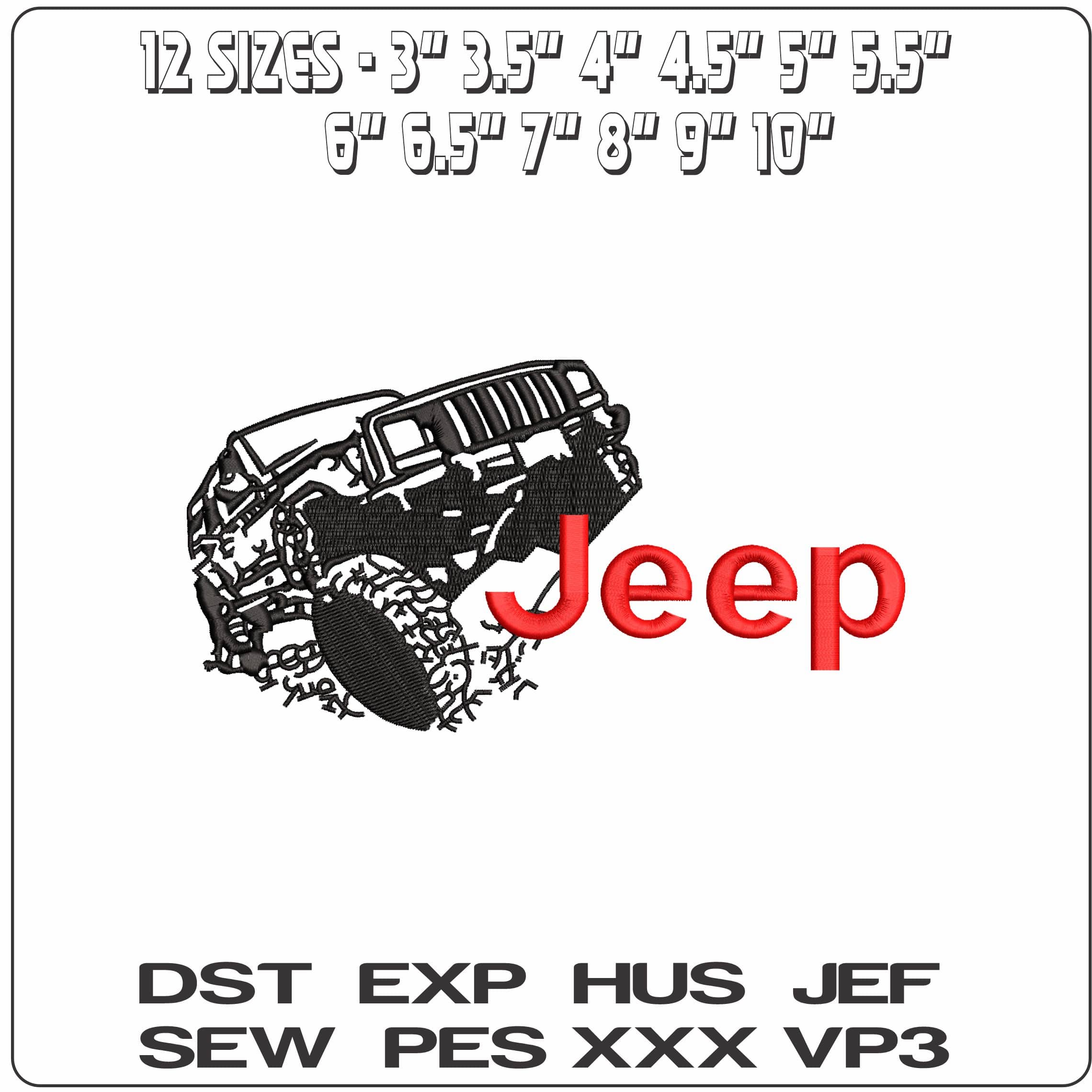 Jeep Climping over Logo - Elegant embroidery design file - instant download — view 2