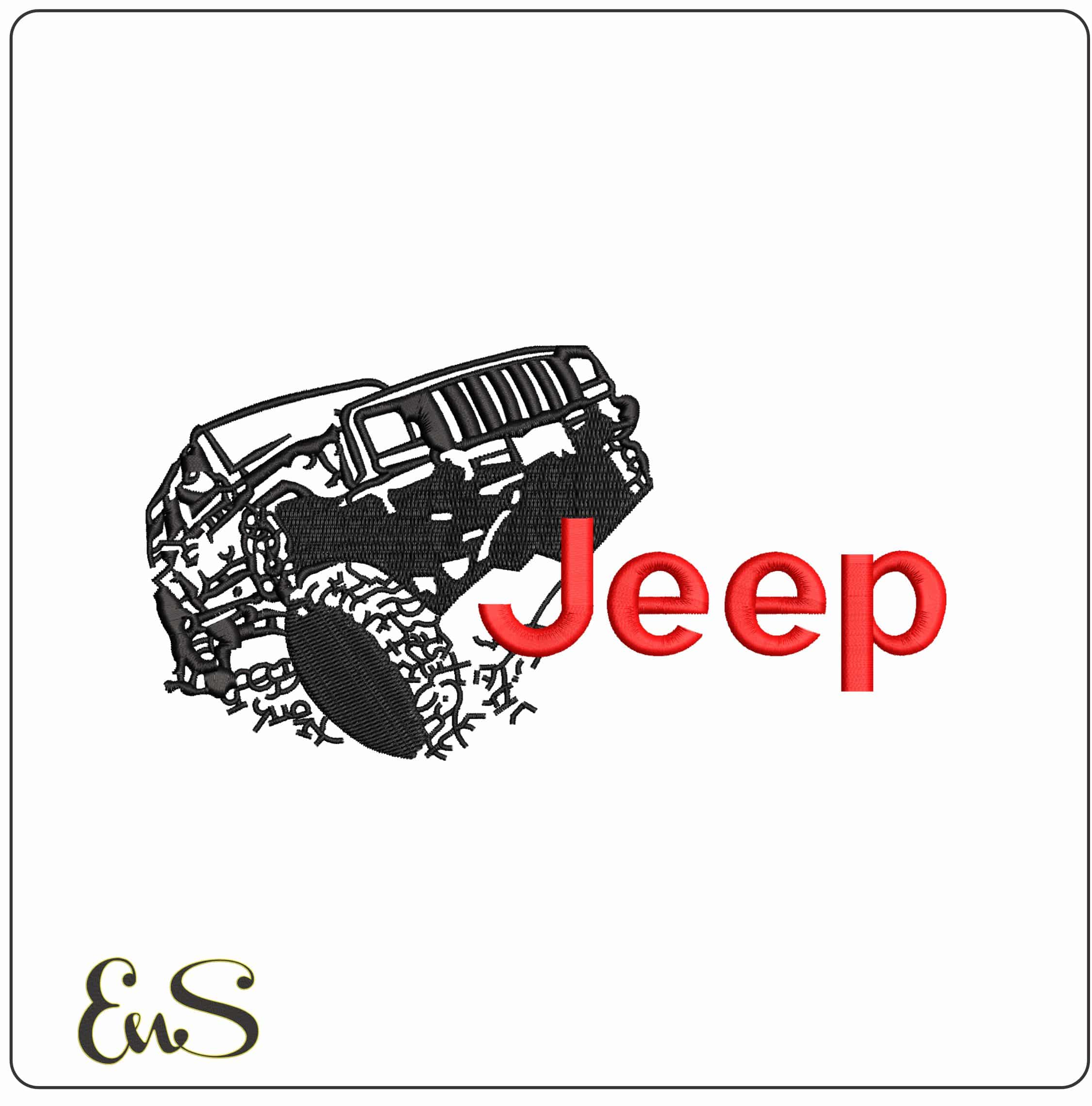 Jeep Climping over Logo - Elegant embroidery design file - instant download