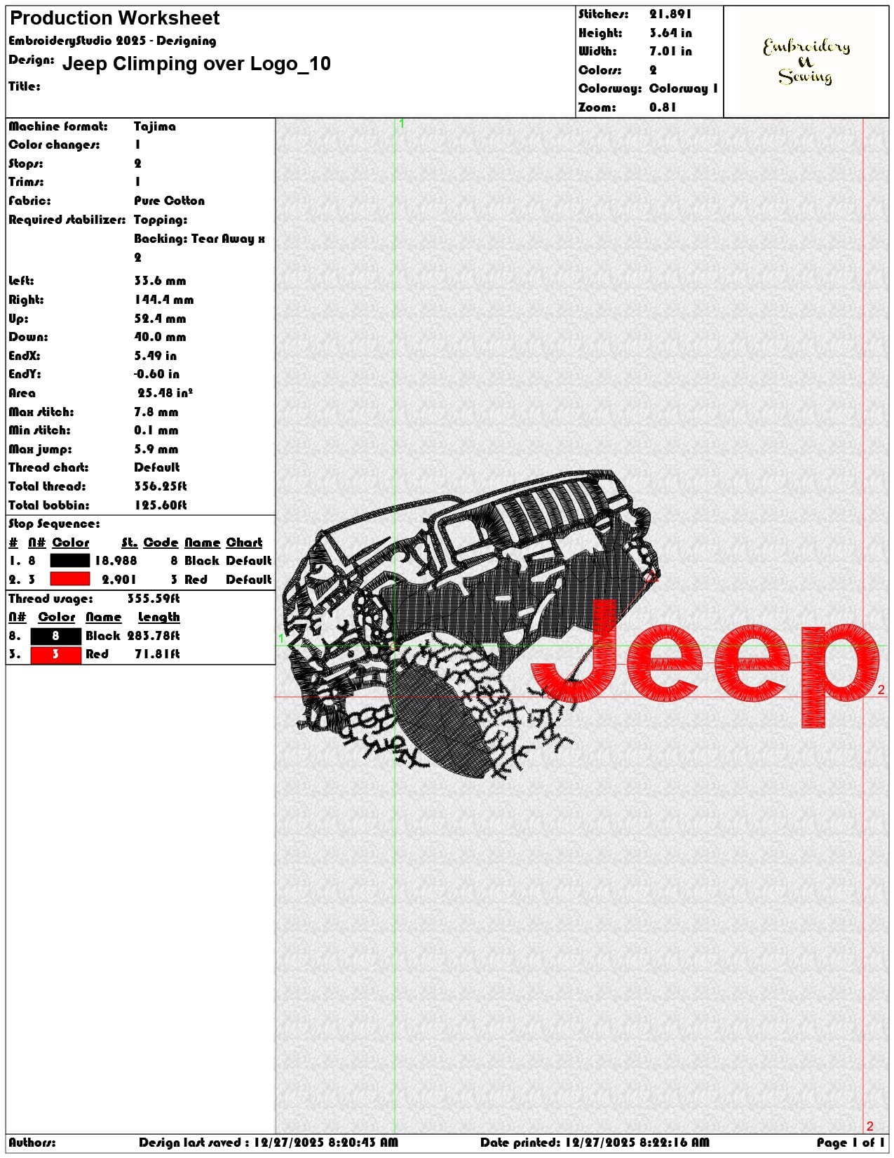 Jeep Climping over Logo - Elegant embroidery design file - instant download — view 3