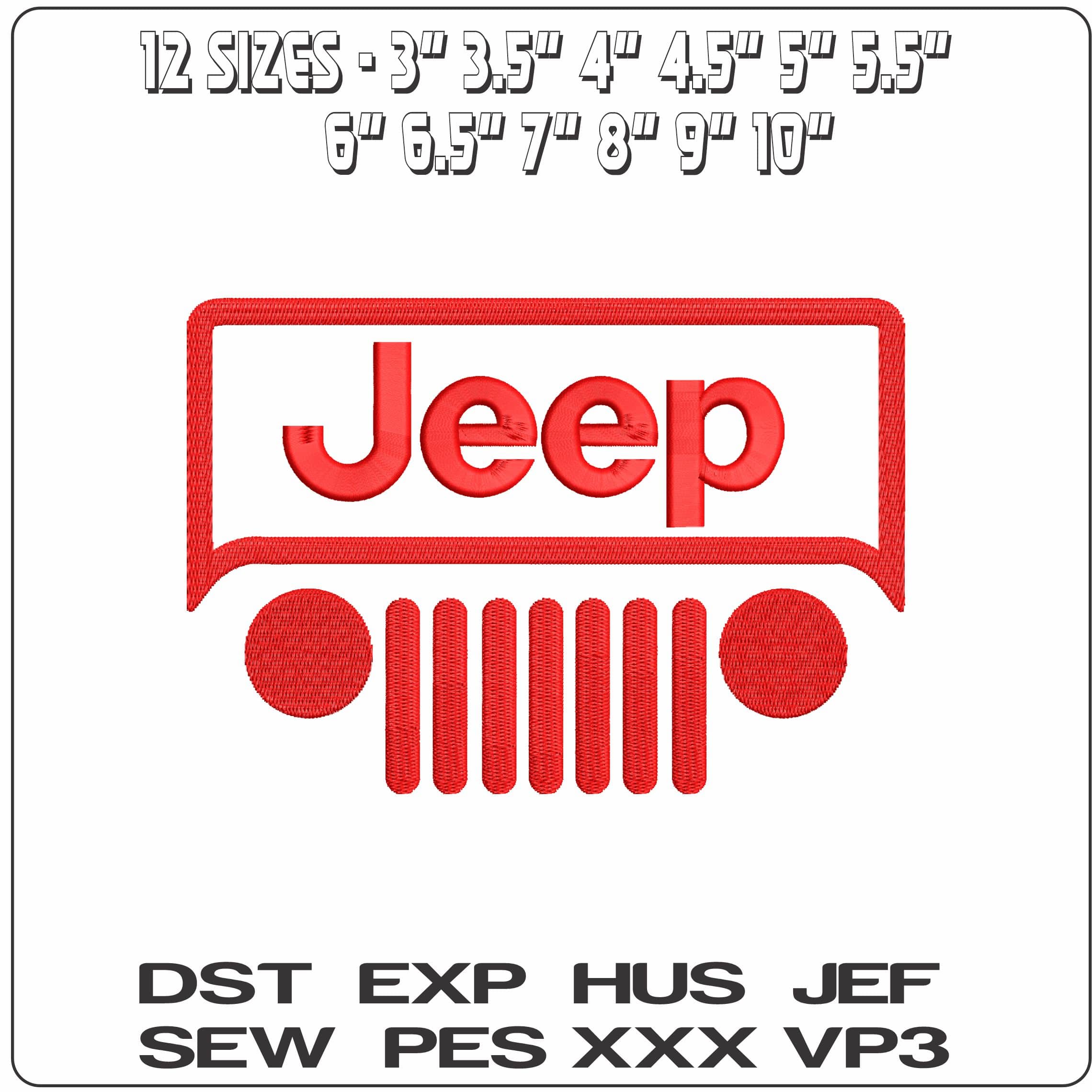 Jeep Grille - Elegant embroidery design file - instant download — view 2