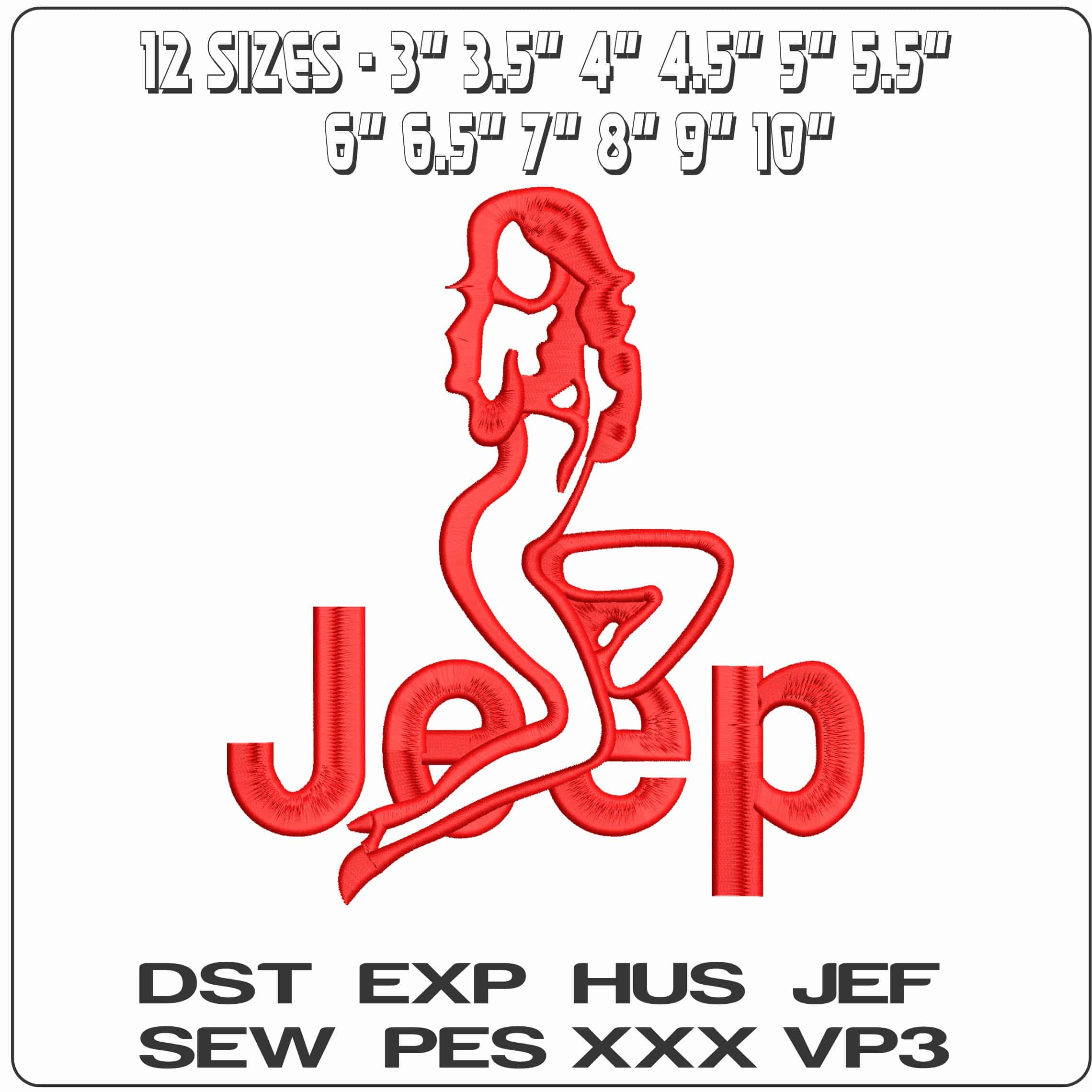 Jeep Logo with Lady - Elegant embroidery design file - instant download — view 2