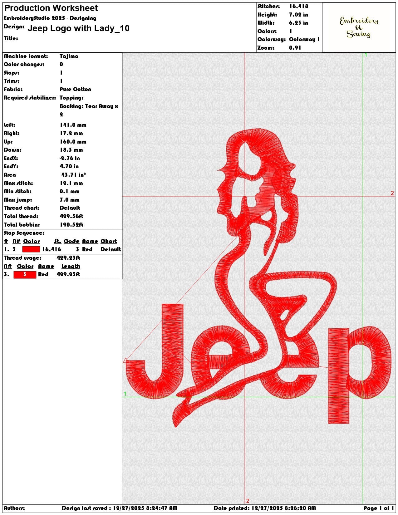 Jeep Logo with Lady - Elegant embroidery design file - instant download — view 3