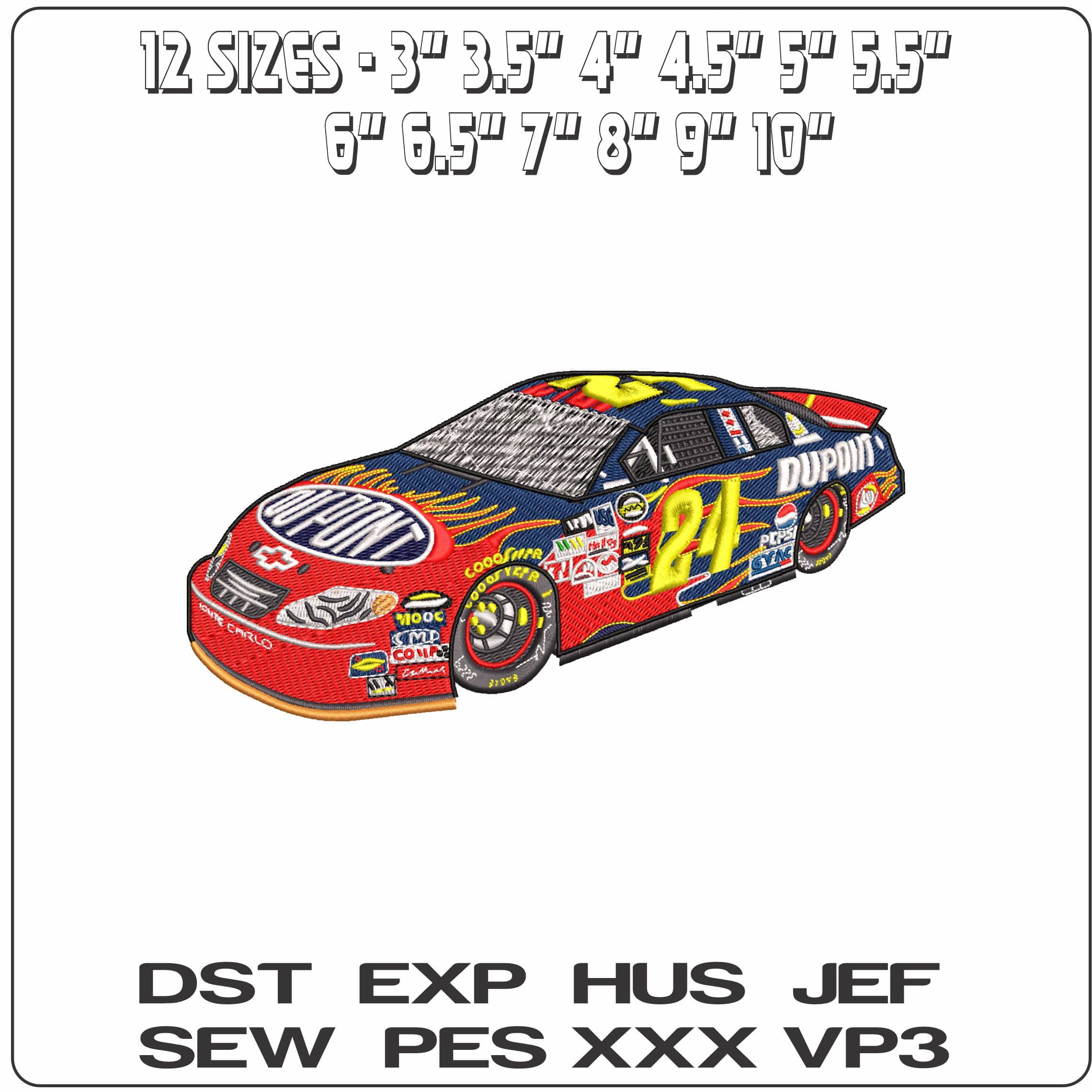 Jeff Gordon 2001 Chevy Monte Carlo Nascar - Elegant embroidery design file - instant download — view 2