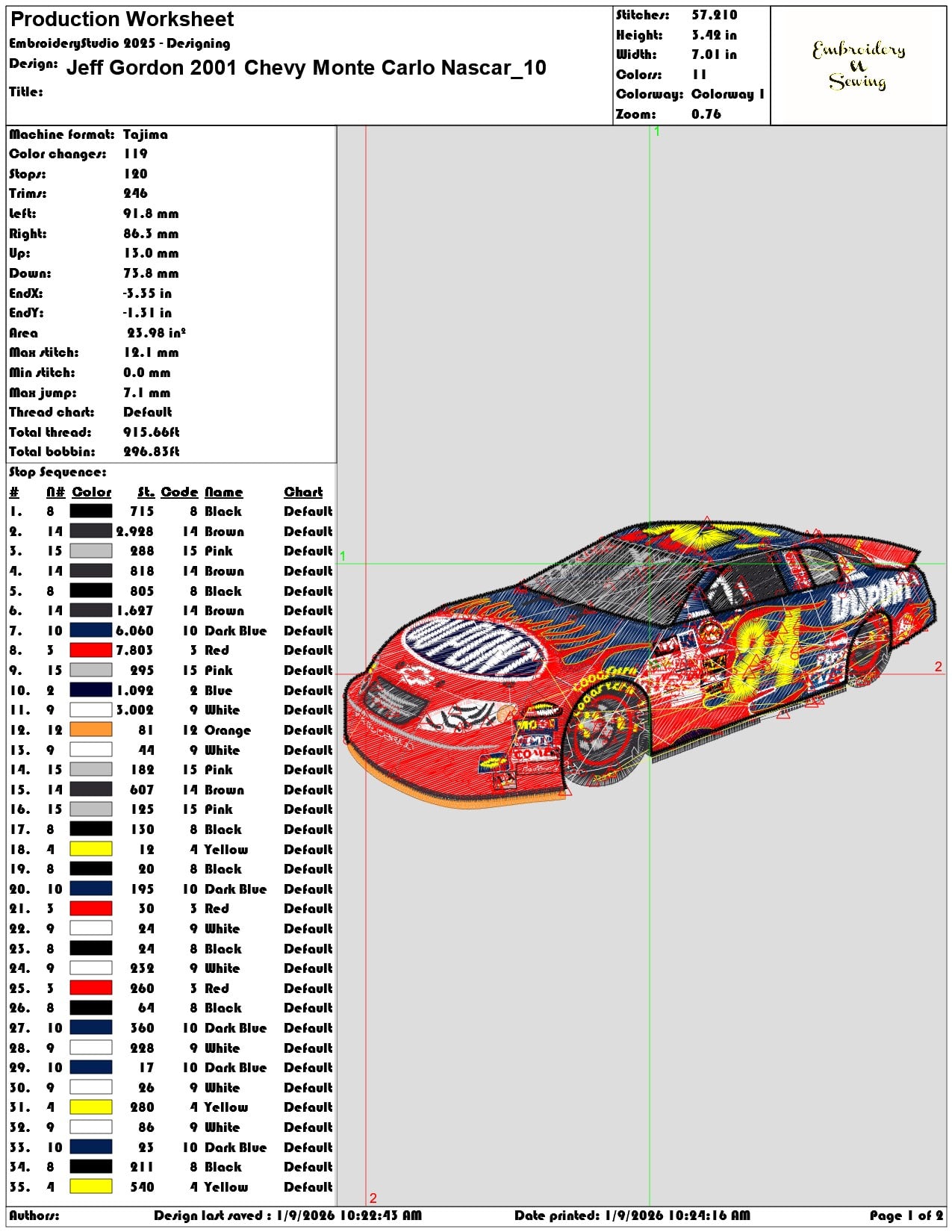 Jeff Gordon 2001 Chevy Monte Carlo Nascar - Elegant embroidery design file - instant download — view 3