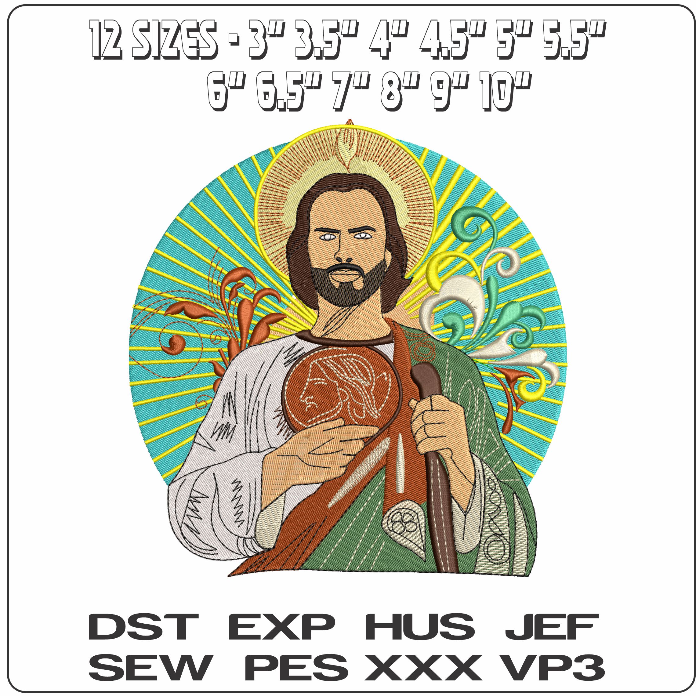 Jesus Religious - Elegant embroidery design file - instant download — view 2