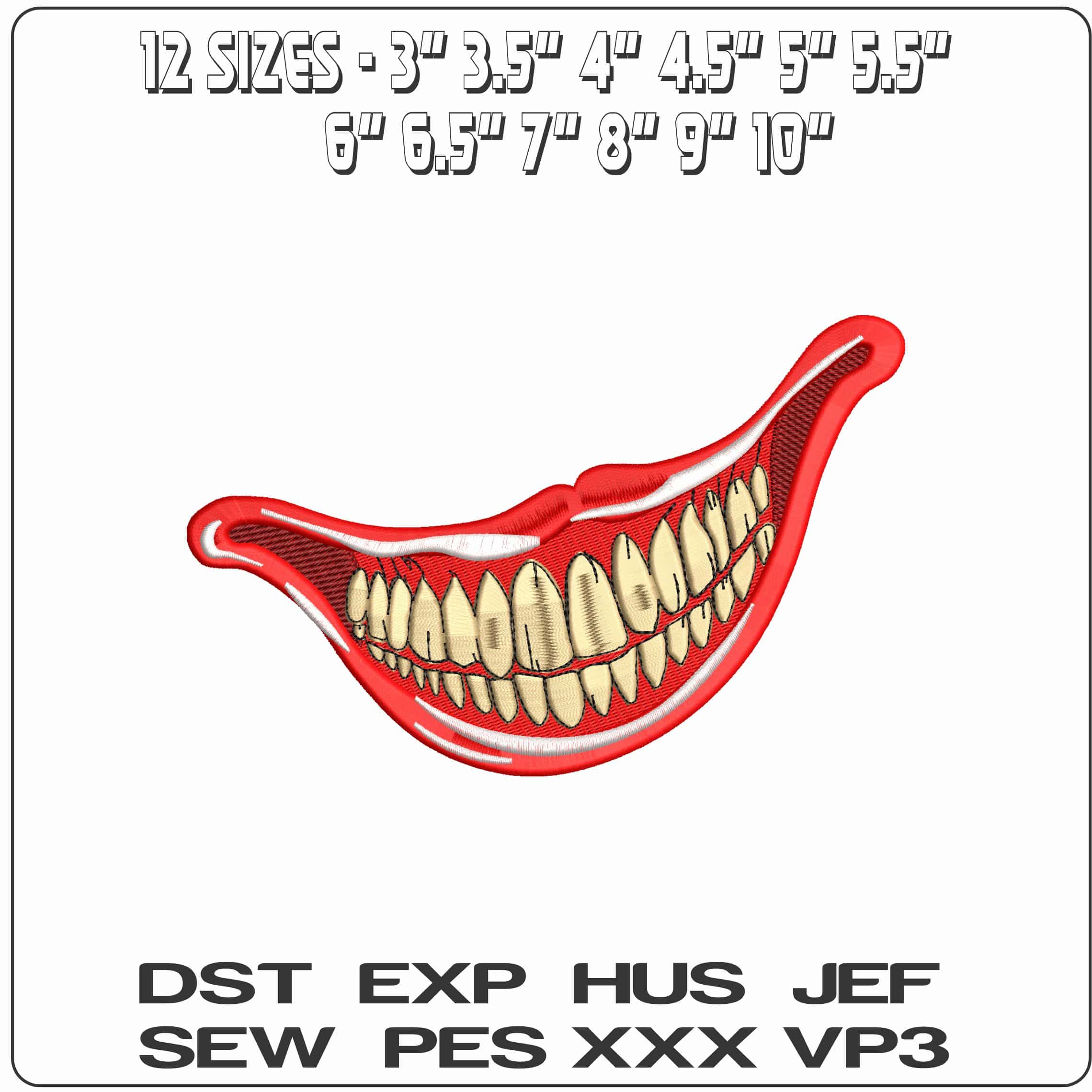 Joker Smile - Elegant embroidery design file - instant download — view 2