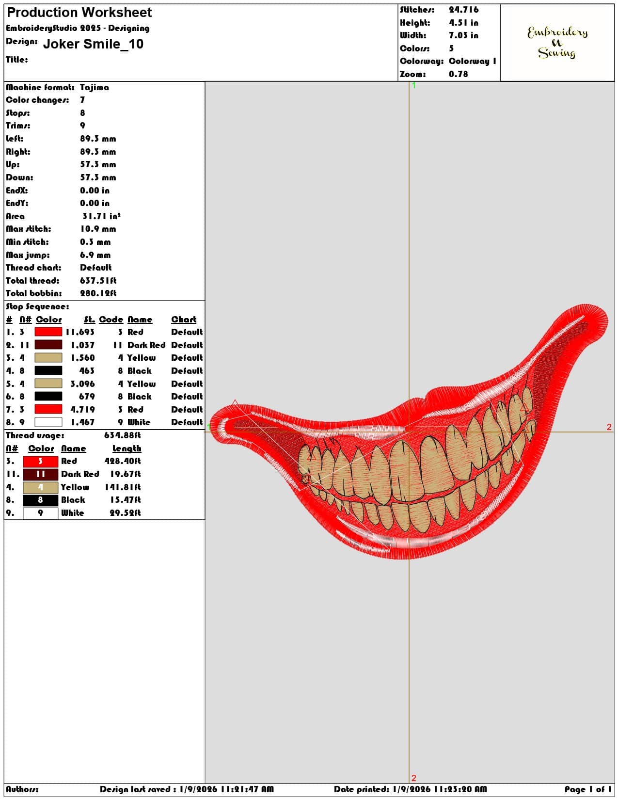 Joker Smile - Elegant embroidery design file - instant download — view 3