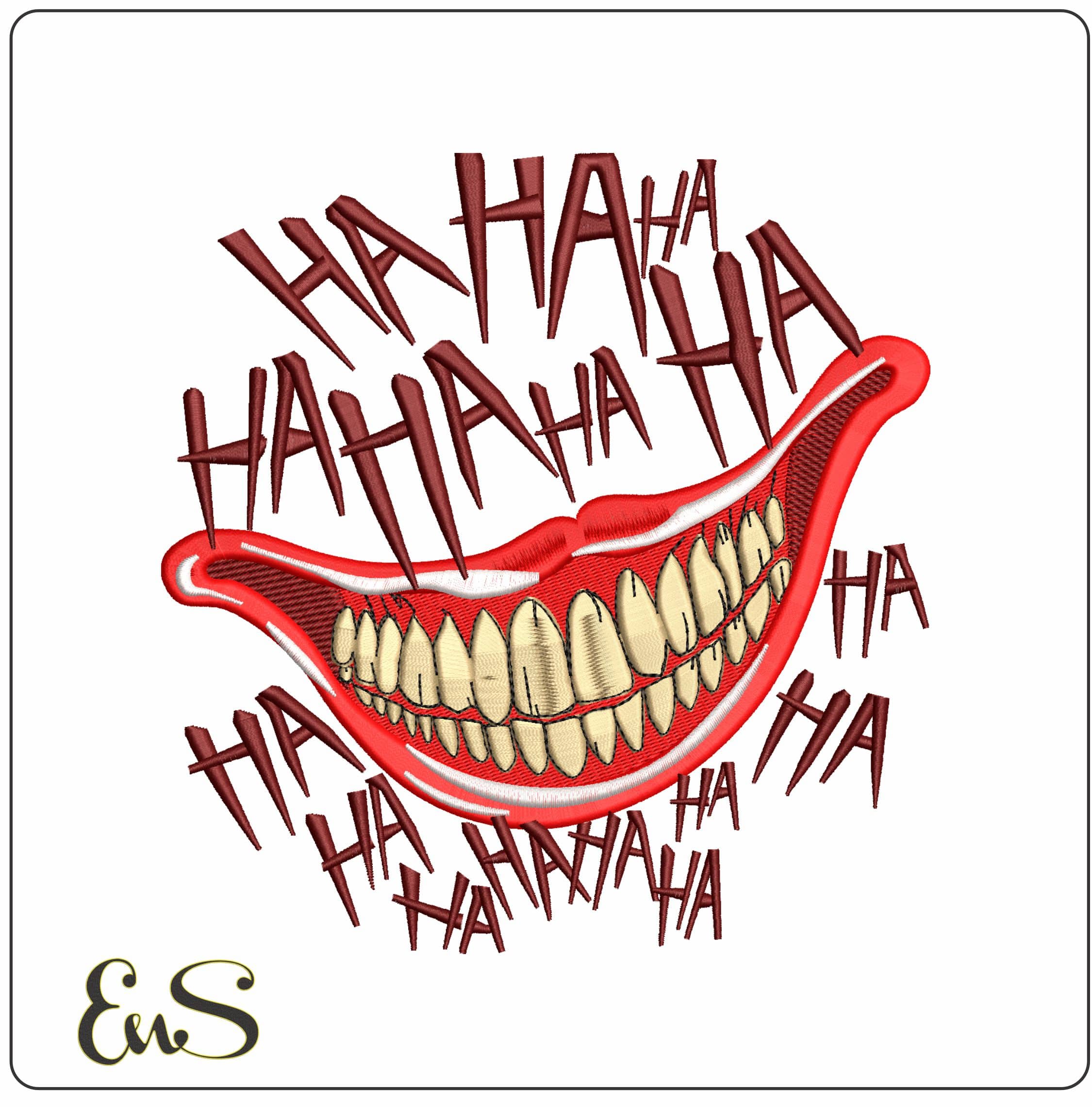 Joker Smile HaHaHa - Elegant embroidery design file - instant download