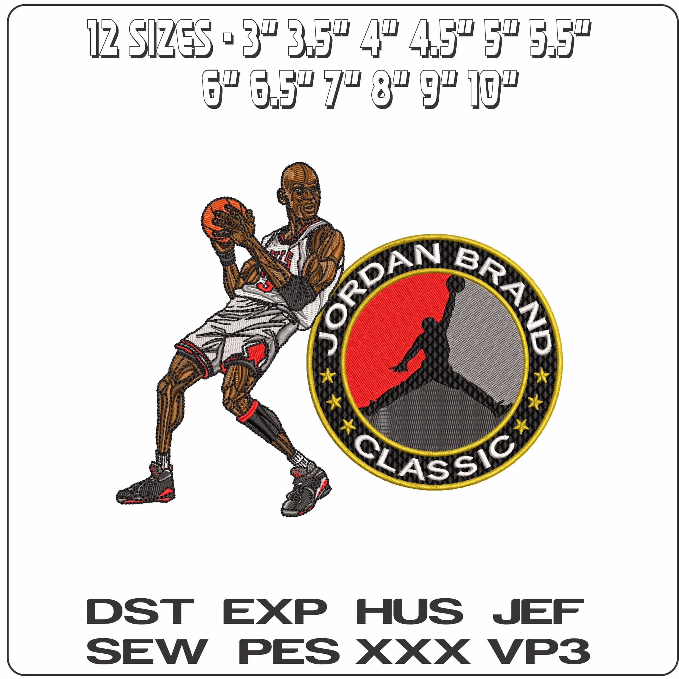 Jordan Classic Brand with Jodan - Elegant embroidery design file - instant download — view 2
