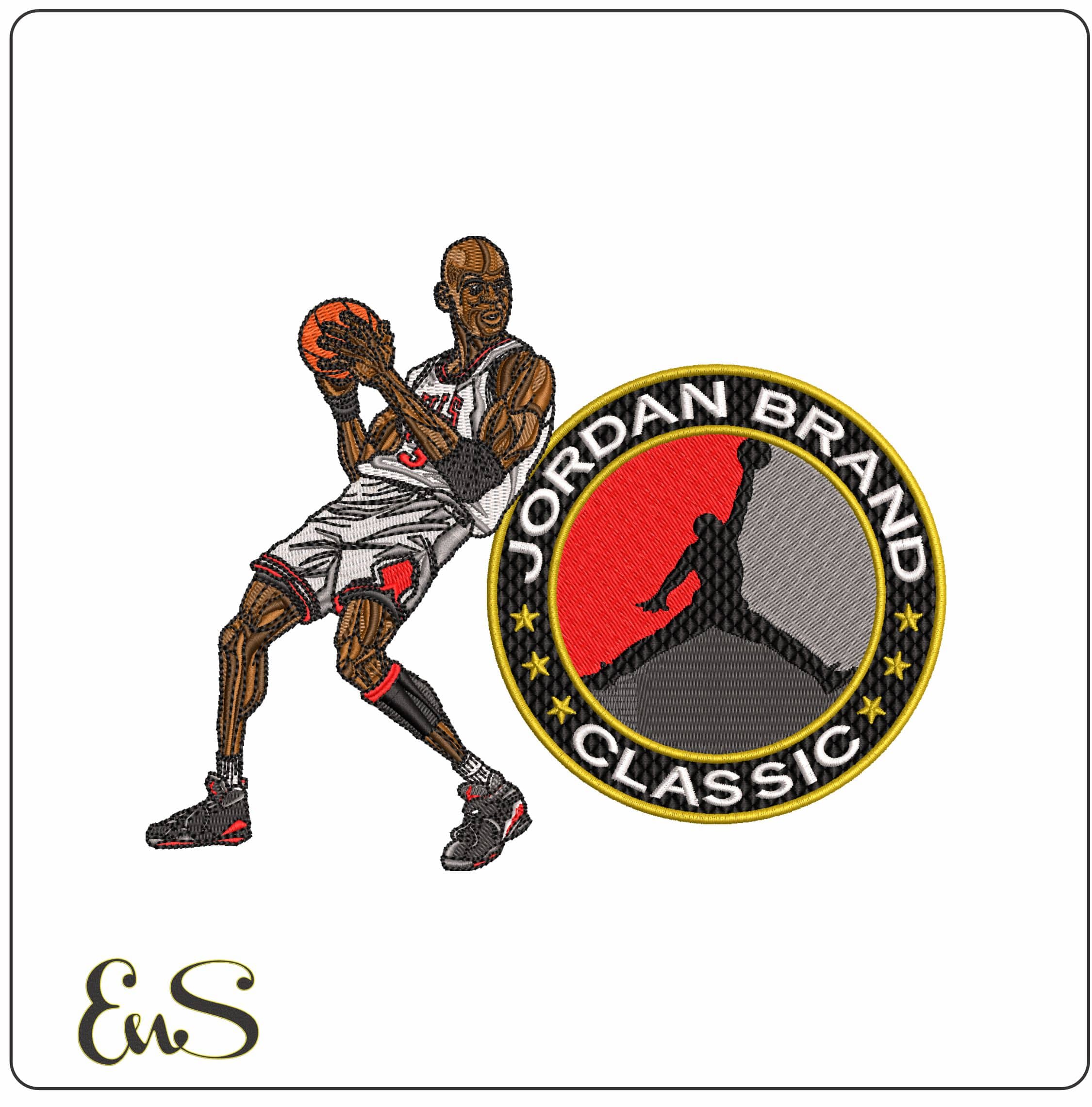 Jordan Classic Brand with Jodan - Elegant embroidery design file - instant download