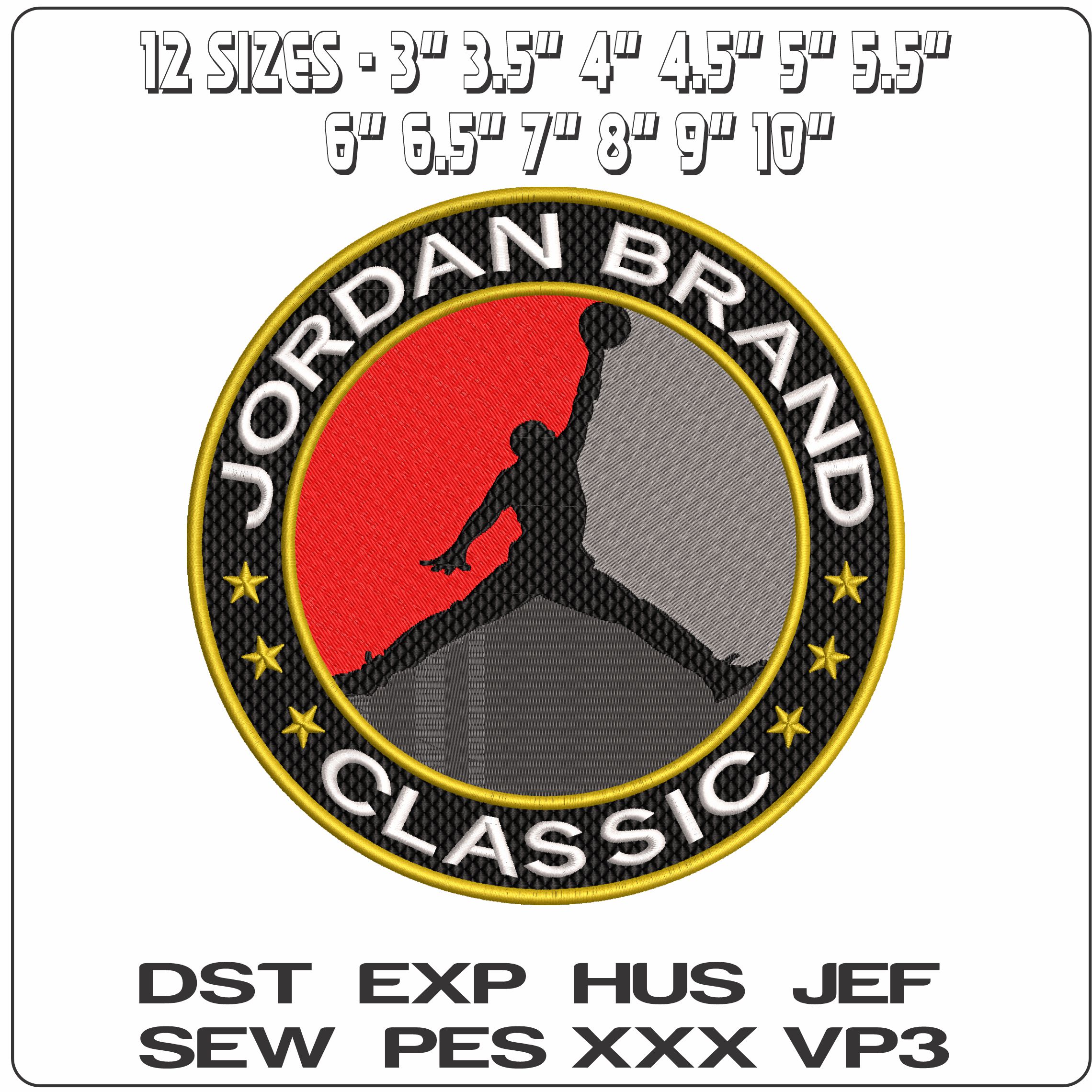 Jordan Classic Logo - Elegant embroidery design file - instant download — view 2