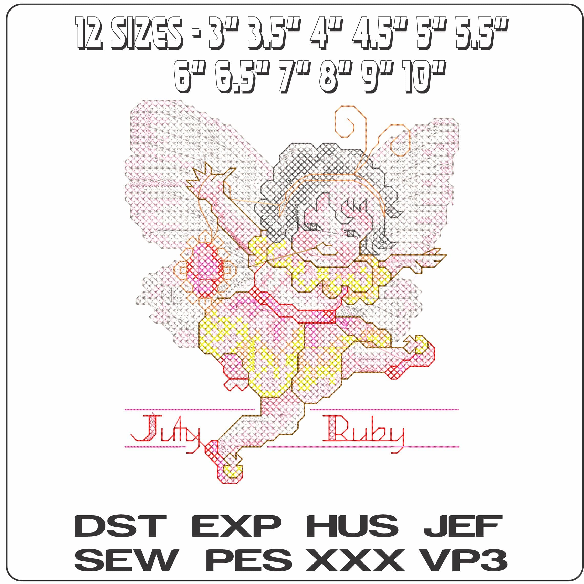 July Ruby 16 2 - Elegant embroidery design file - instant download — view 2