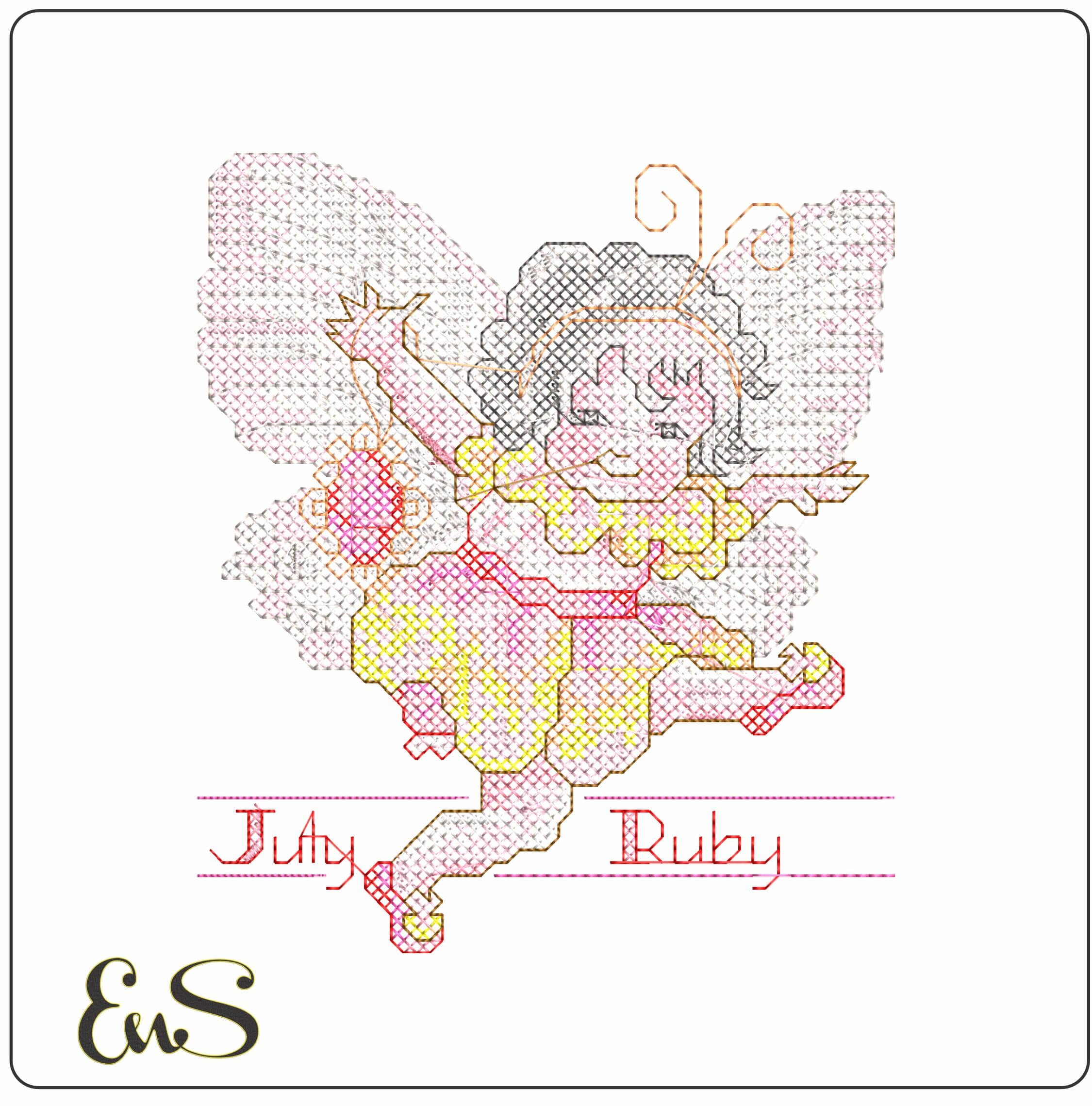 July Ruby 16 2 - Elegant embroidery design file - instant download