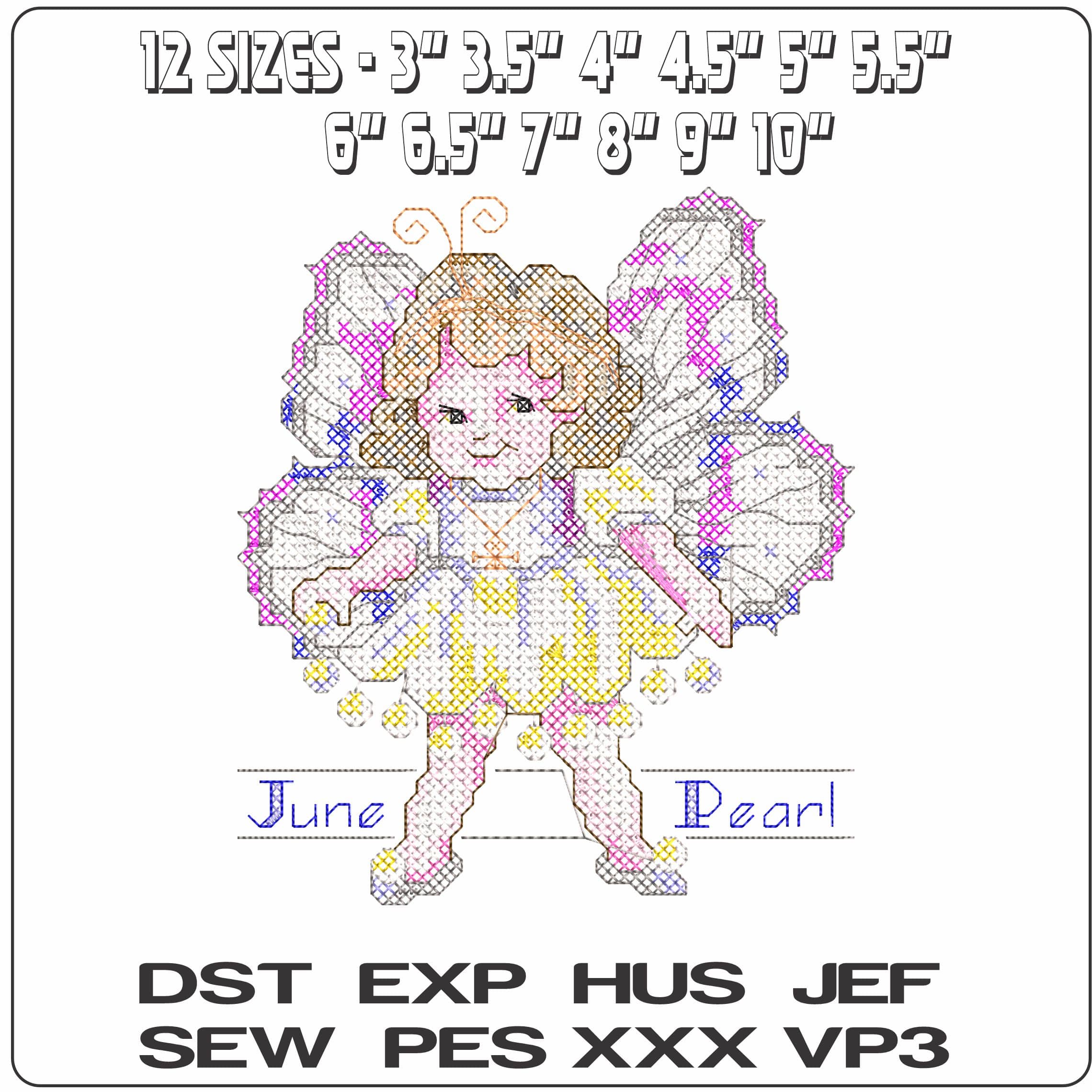 June Pearl 16 - Elegant embroidery design file - instant download — view 2