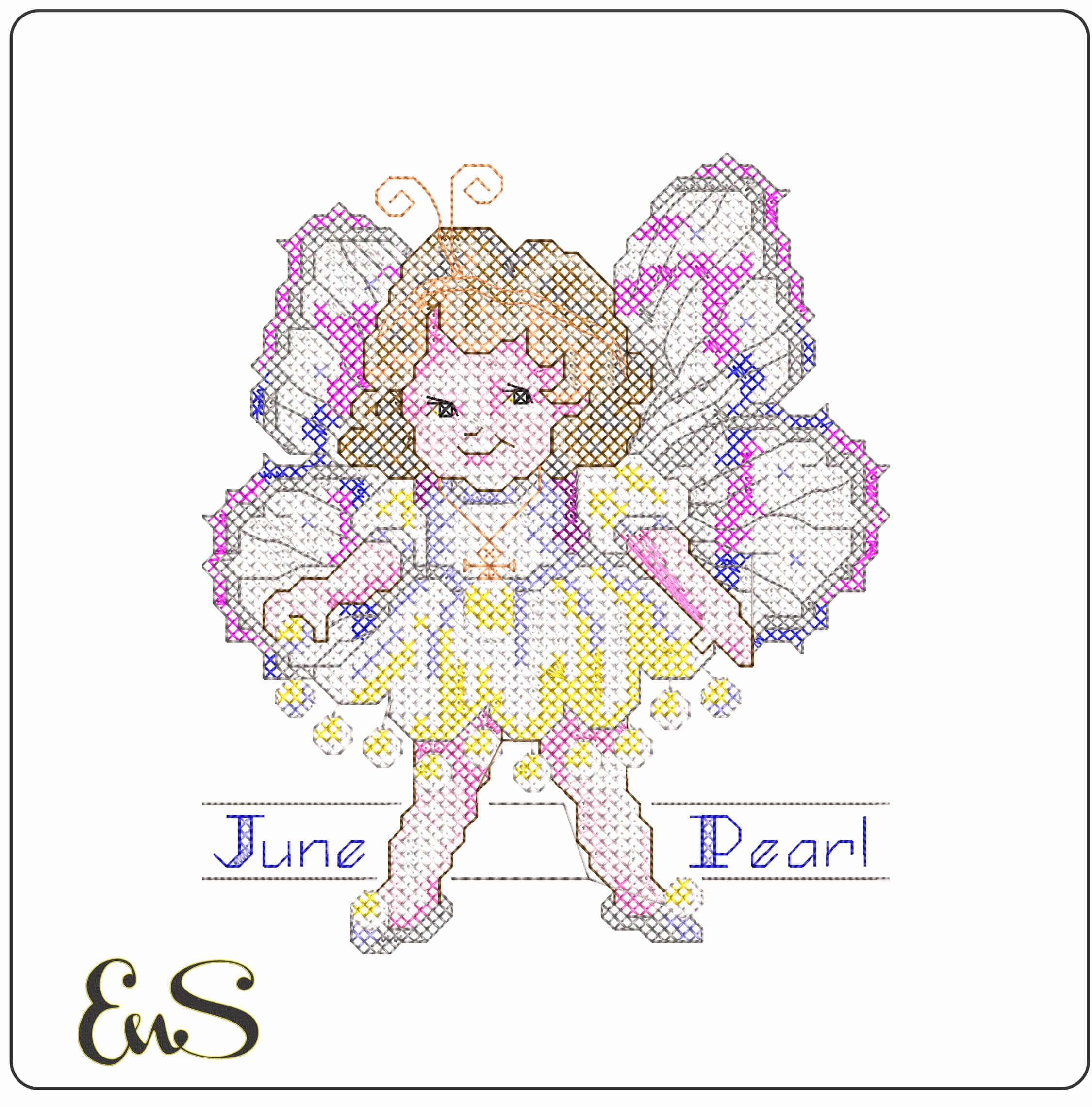 June Pearl 16 - Elegant embroidery design file - instant download