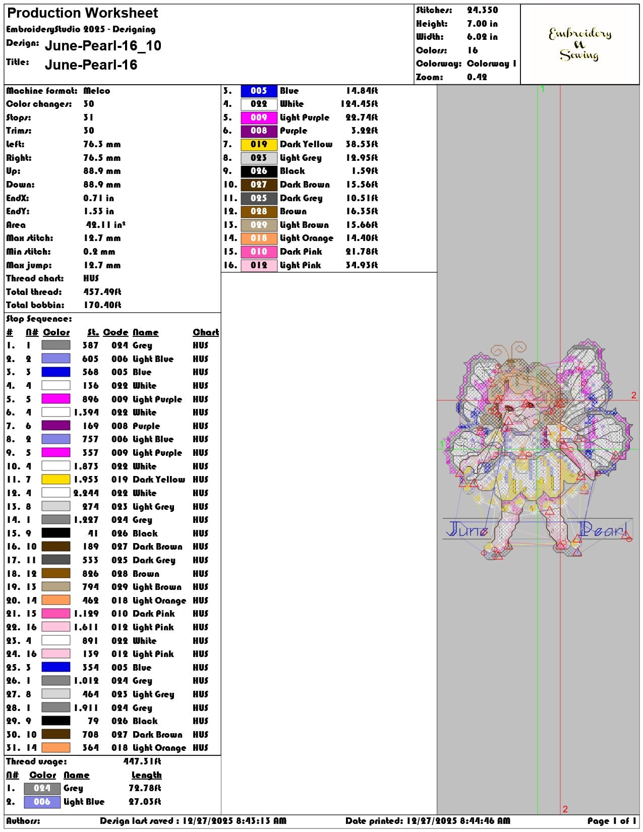 June Pearl 16 - Elegant embroidery design file - instant download — view 3