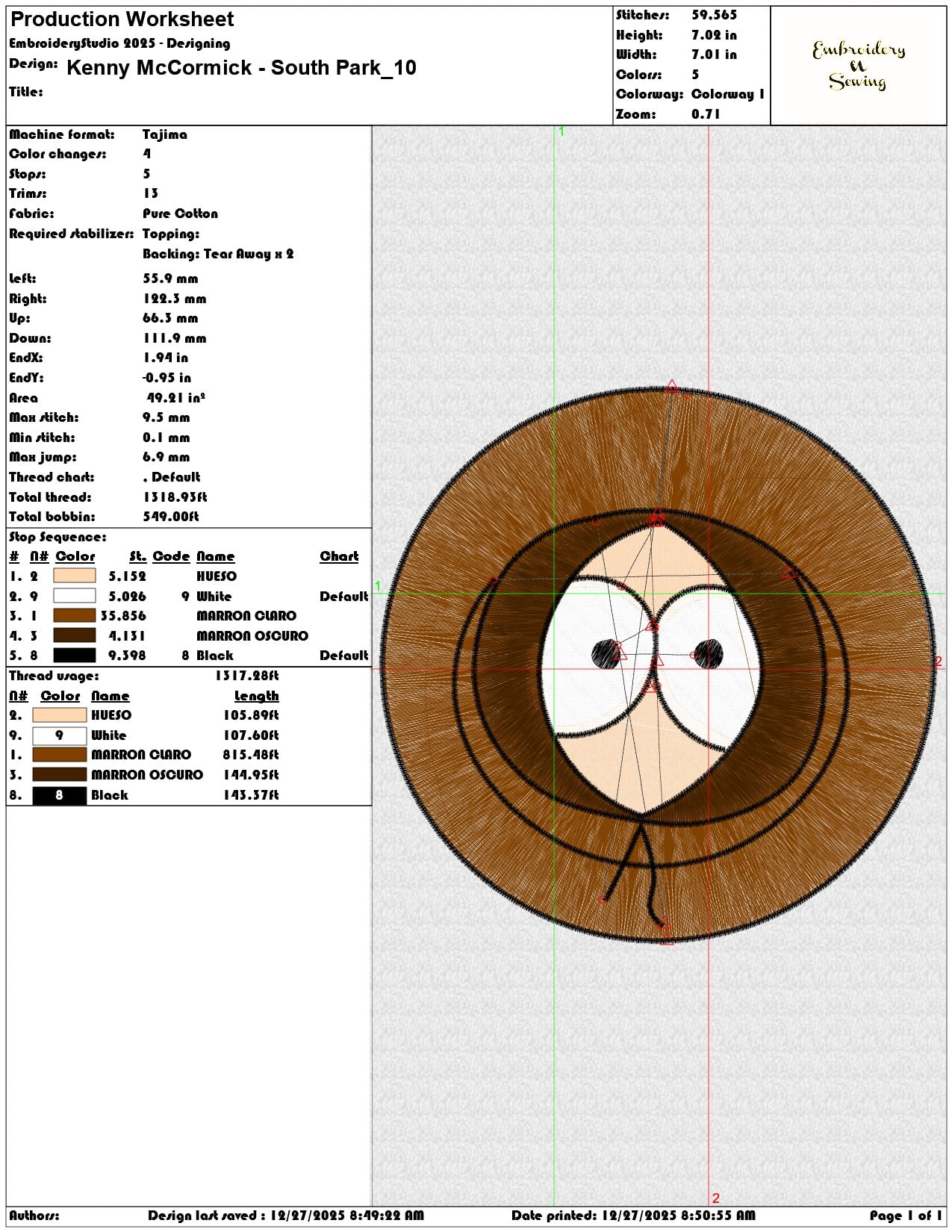 Kenny McCormick South Park - Elegant embroidery design file - instant download — view 3