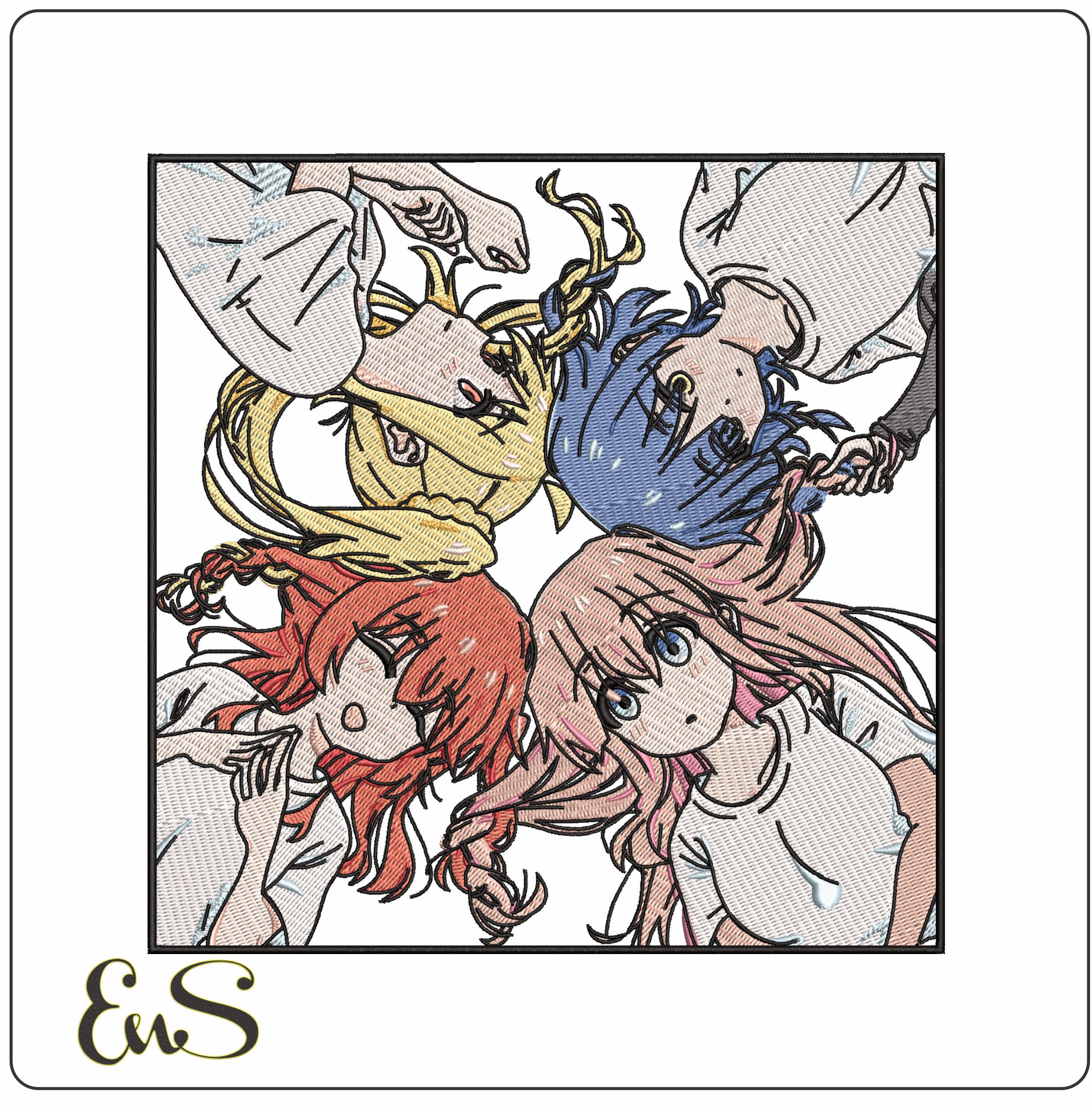Kessoku Band Anime - Elegant embroidery design file - instant download